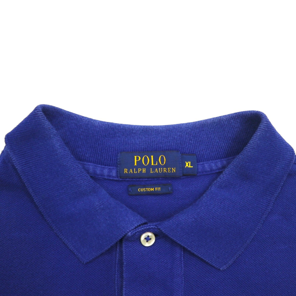 POLO RALPH LAUREN ポロシャツ XL ブルー コットン 鹿の子 CUSTOM FIT スモールポニー刺繍