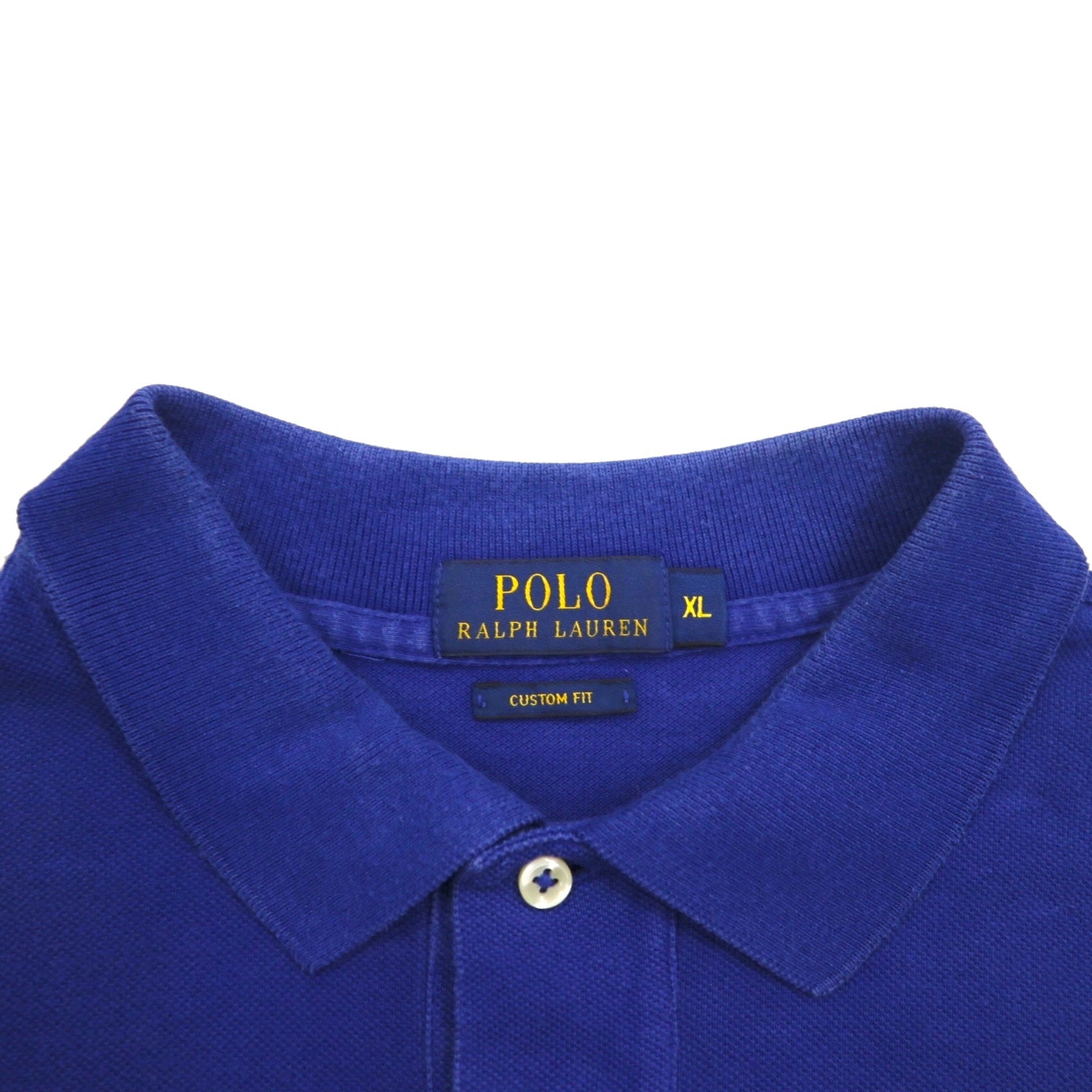 POLO RALPH LAUREN ポロシャツ XL ブルー コットン 鹿の子 CUSTOM FIT スモールポニー刺繍