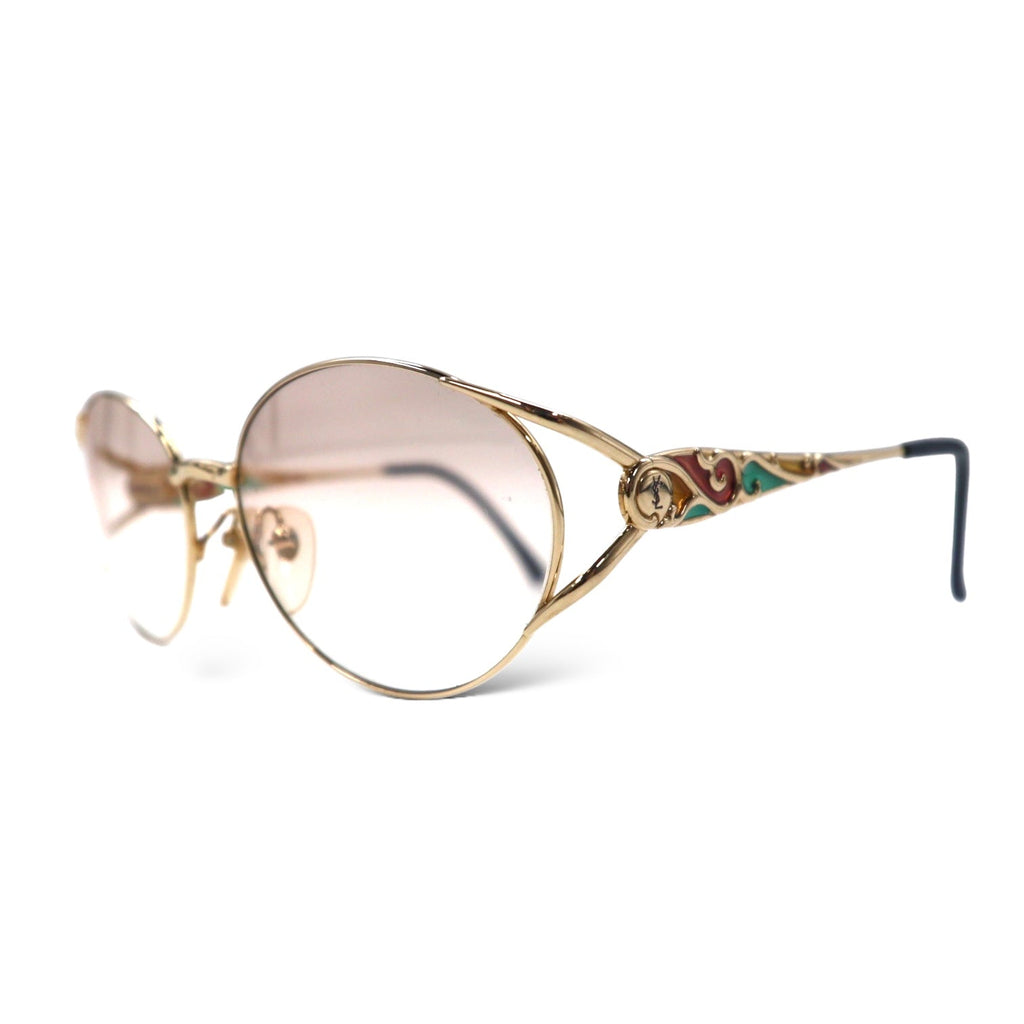 YVES SAINT LAURENT Occhiali da sole vintage in metallo dorato con lenti colorate YSL 31-8611 Made in Japan