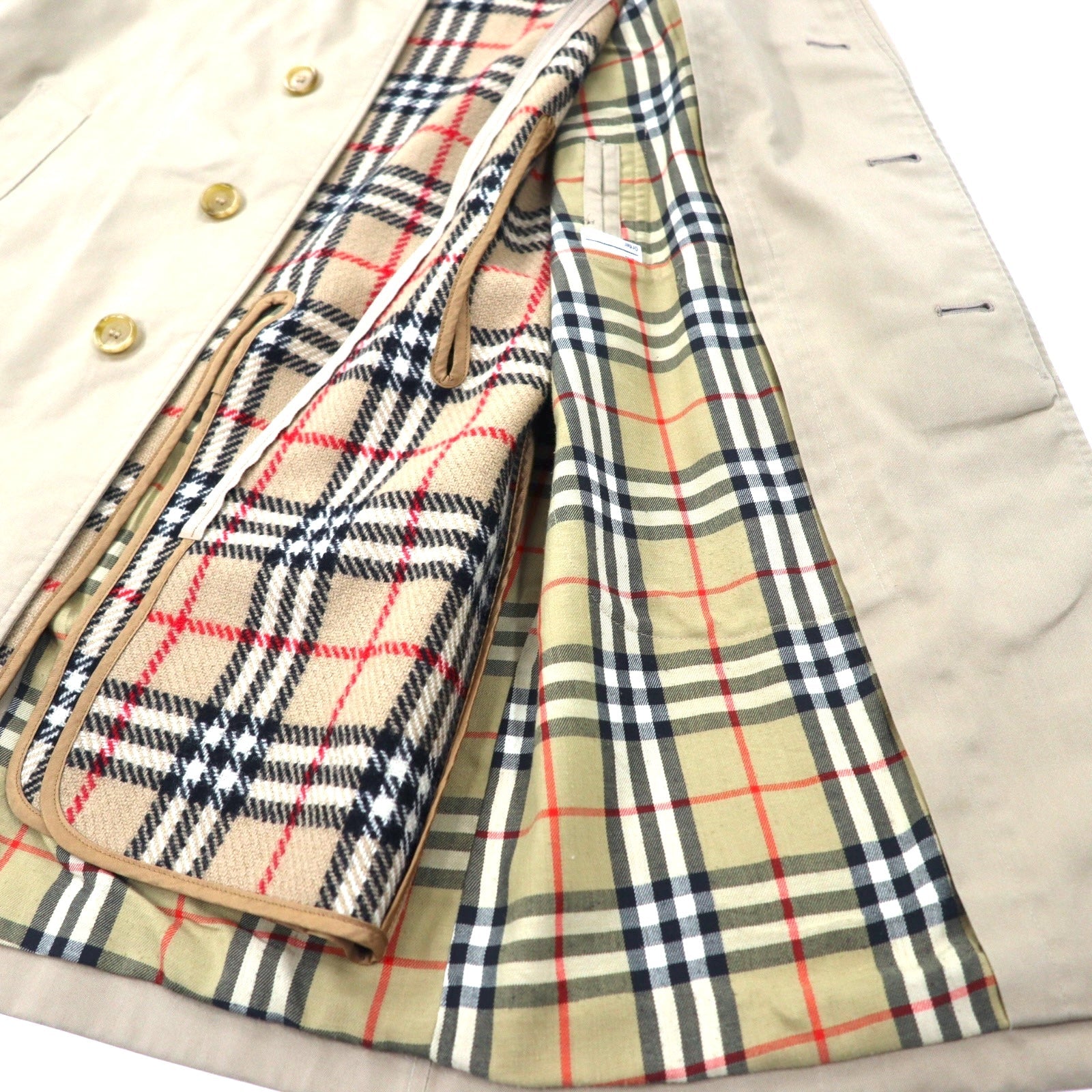 Burberrys, cappotto old bal collar, made in England, abbottonatura nascosta, taglia XL, beige, cotone poliestere, modello SHEARFORD, fodera rimovibile a quadri Nova Check.