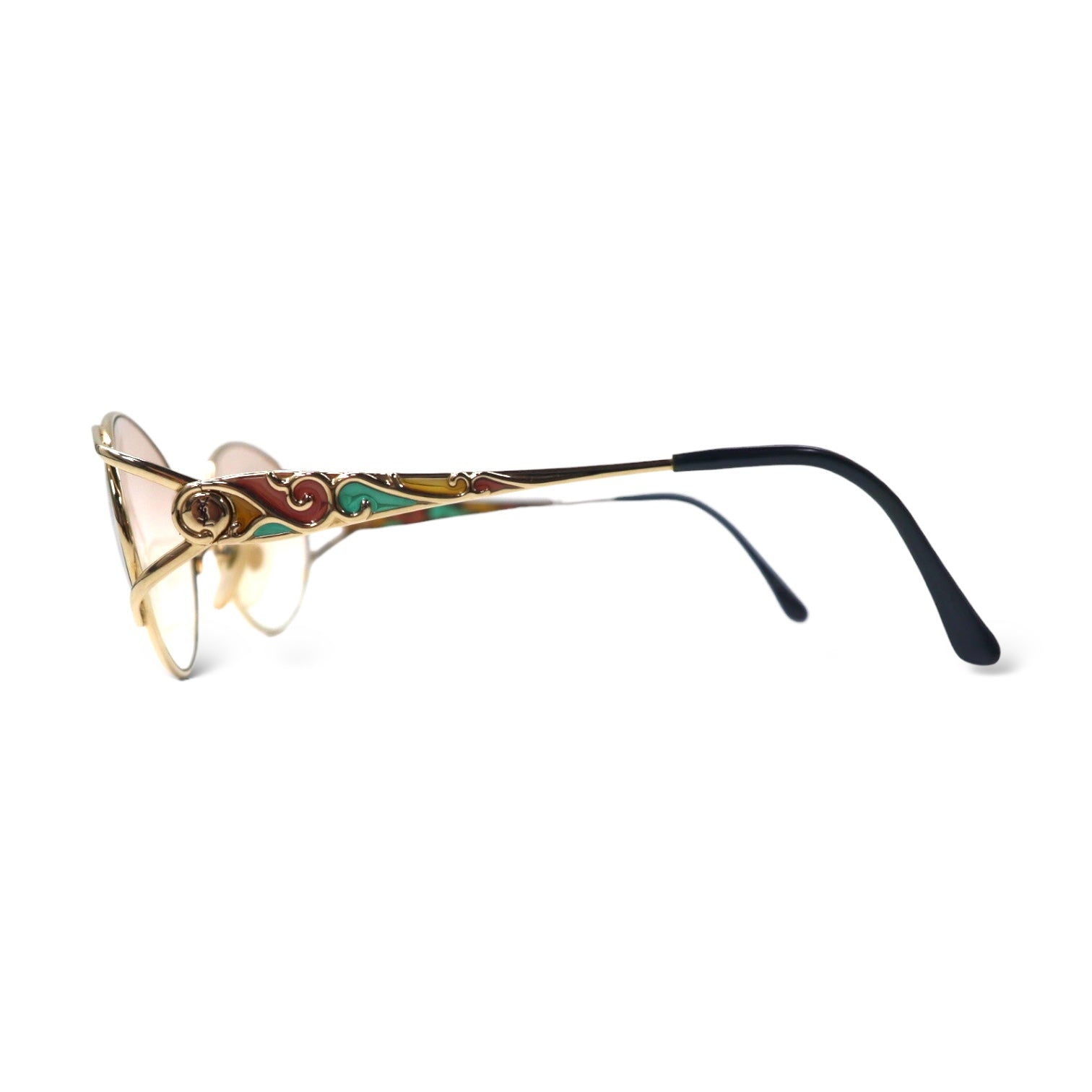 YVES SAINT LAURENT Occhiali da sole vintage in metallo dorato con lenti colorate YSL 31-8611 Made in Japan