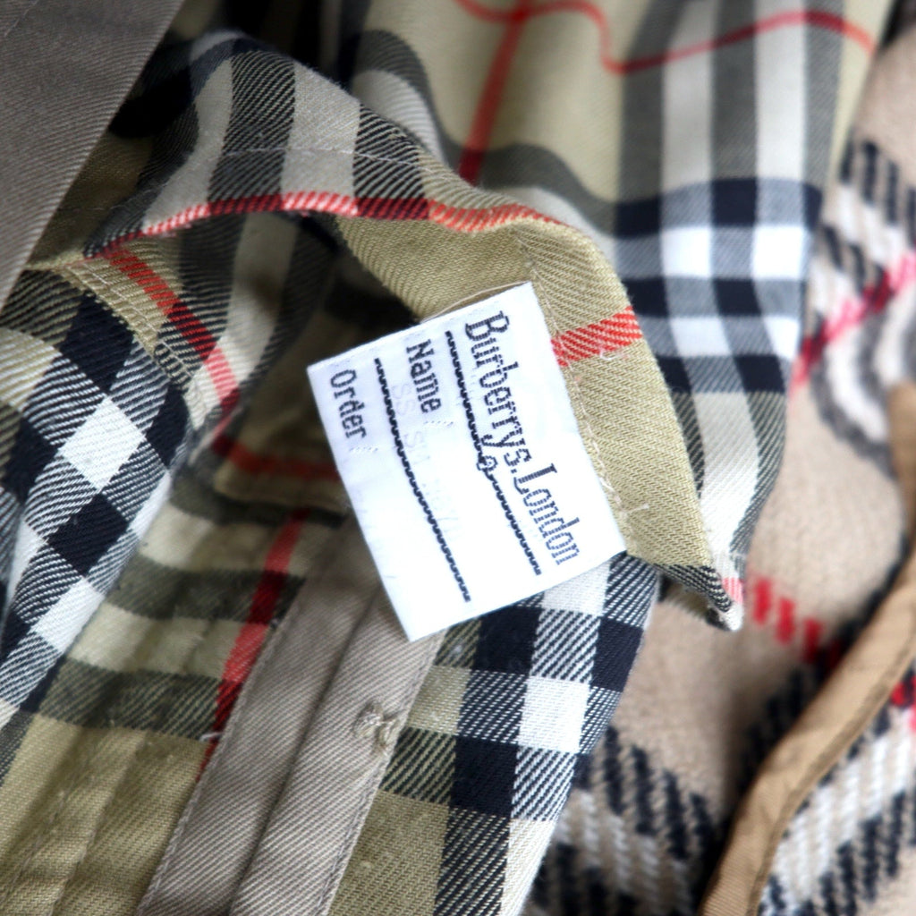 Burberrys, cappotto old bal collar, made in England, abbottonatura nascosta, taglia XL, beige, cotone poliestere, modello SHEARFORD, fodera rimovibile a quadri Nova Check.