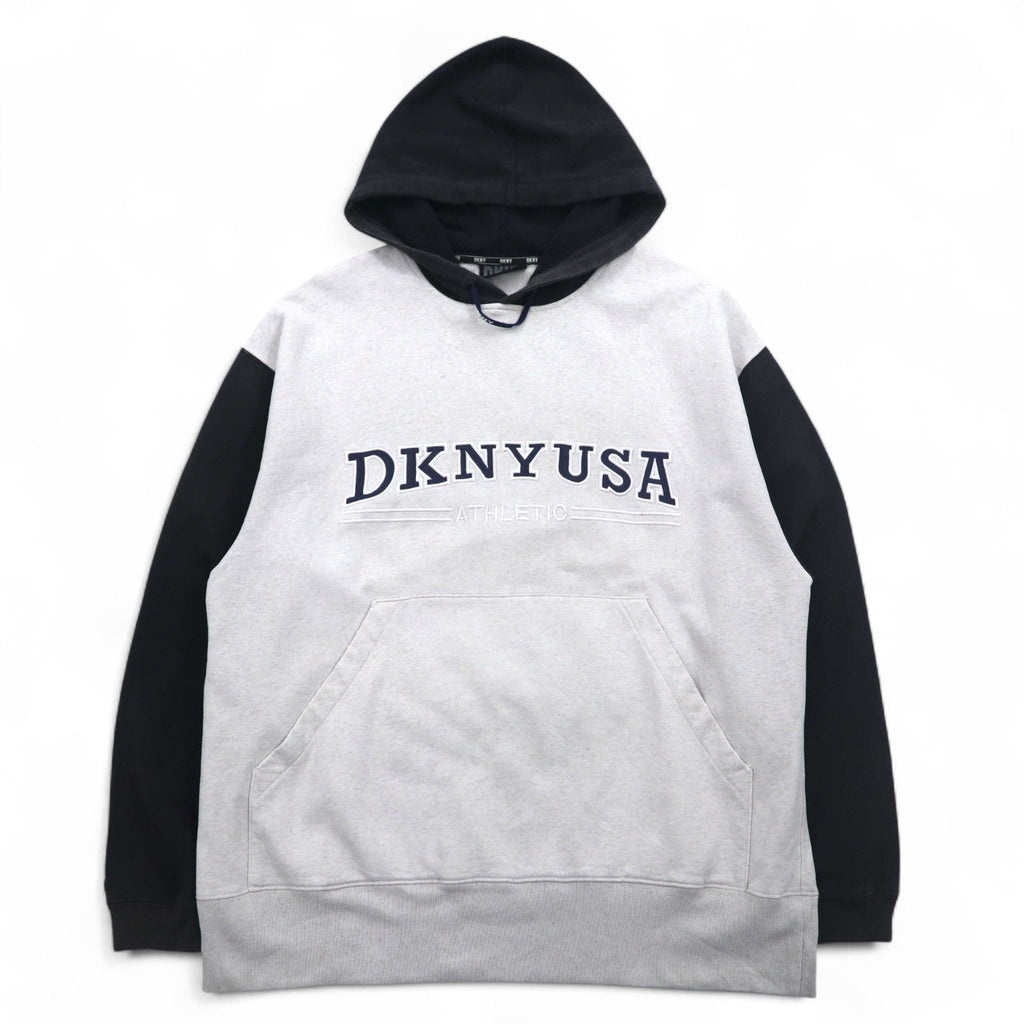 DKNY USA ( Donna Karan New York ) 90年代 プルオーバー パーカー L グレー コットン