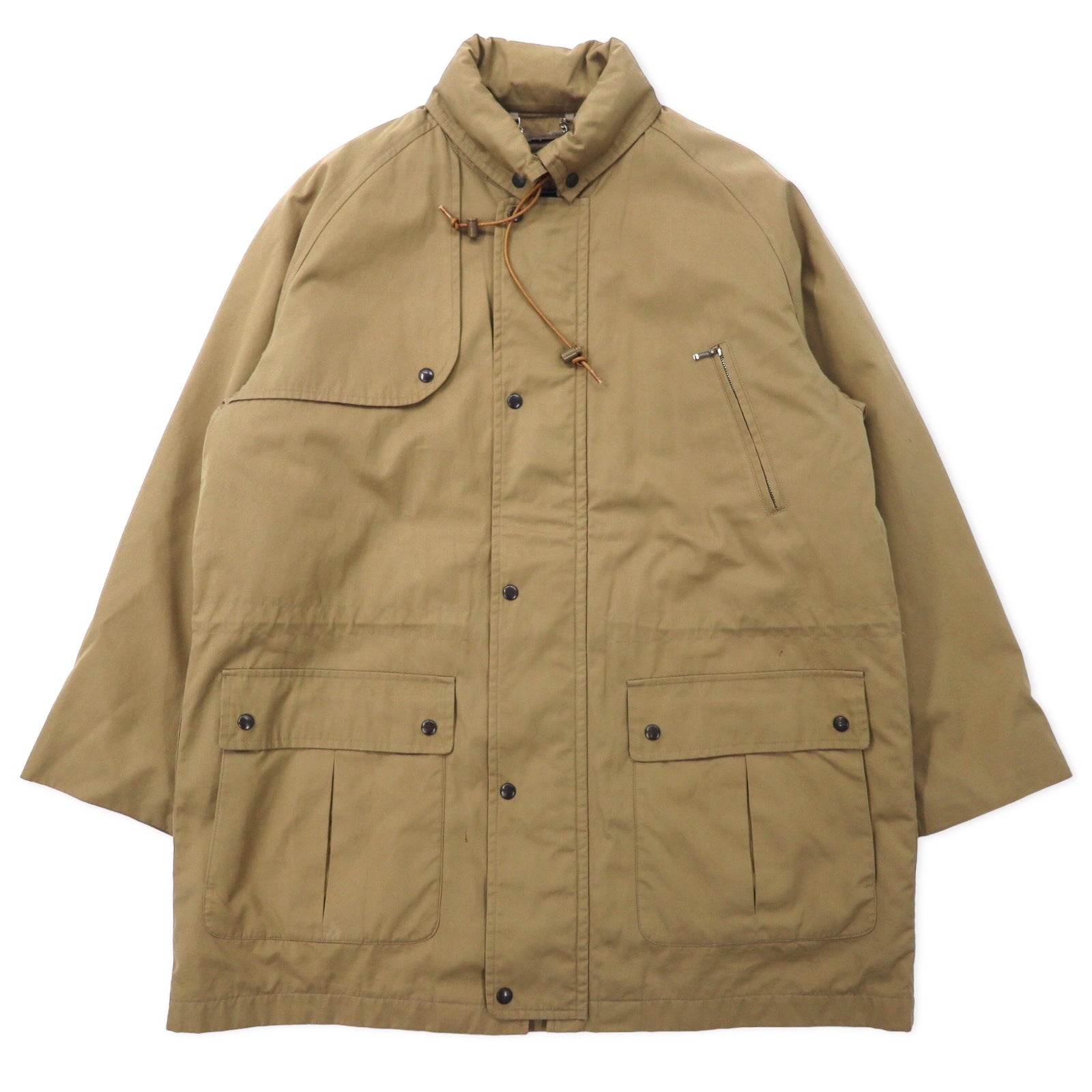 Burberrys Old Hunting Jacket M Beige Cotton Coulisse Fodera a quadretti rimovibile Cappuccio a scomparsa