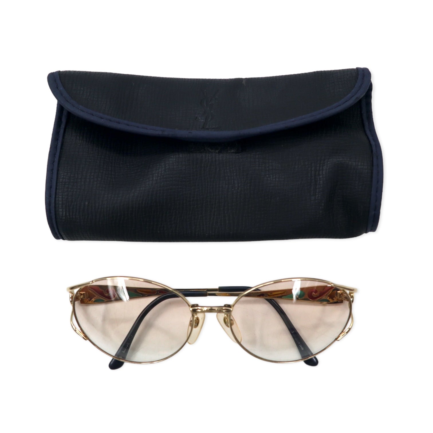 YVES SAINT LAURENT Occhiali da sole vintage in metallo dorato con lenti colorate YSL 31-8611 Made in Japan