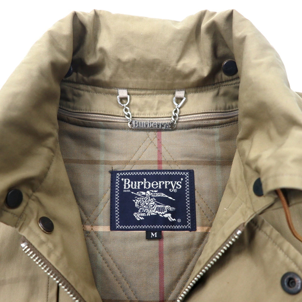 Burberrys Old Hunting Jacket M Beige Cotton Coulisse Fodera a quadretti rimovibile Cappuccio a scomparsa