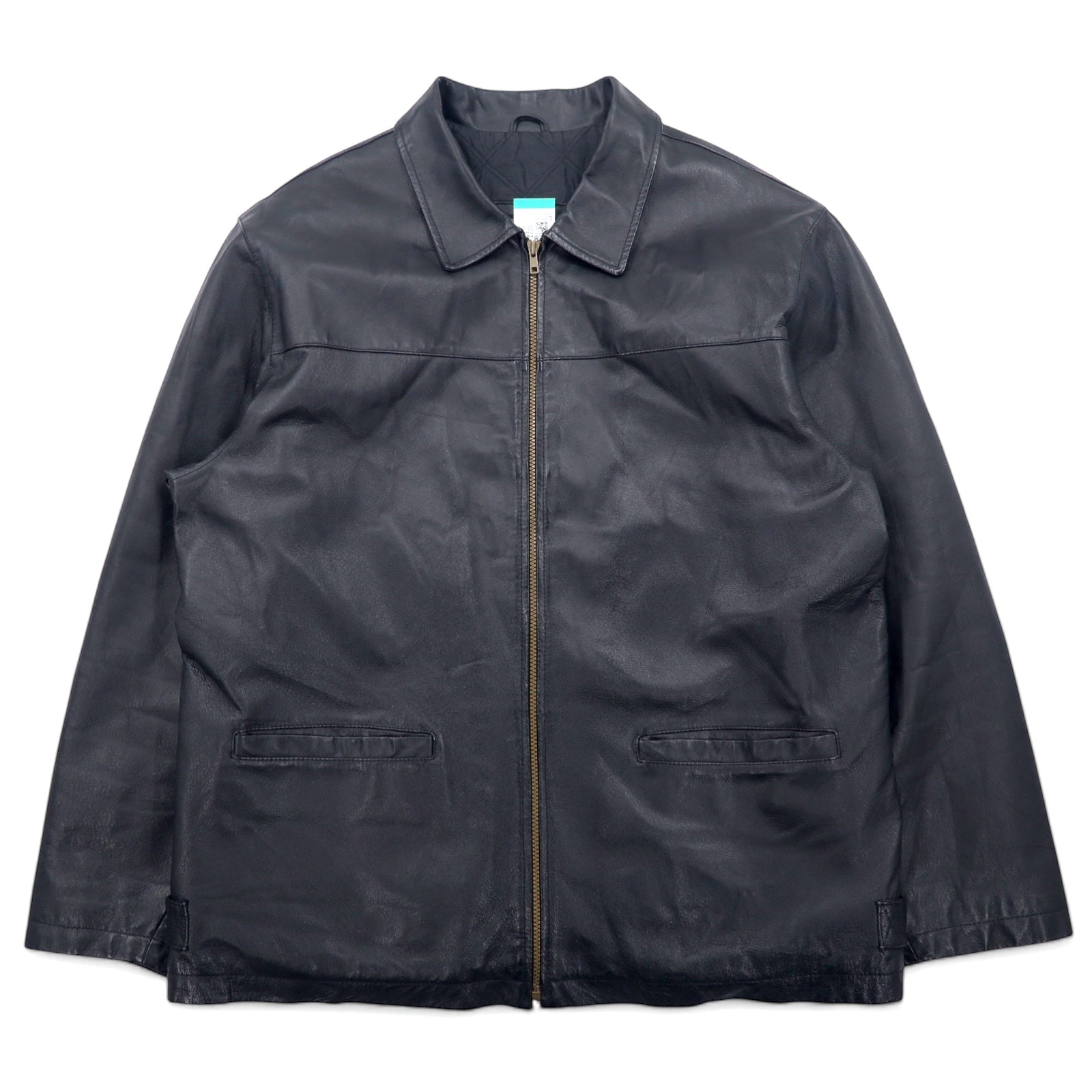 Giacca in pelle con zip RETREAT anni '90, taglia XL, colore nero