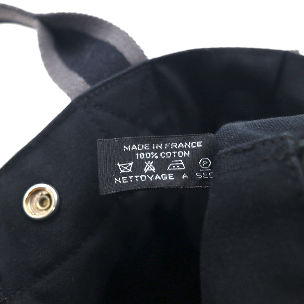 HERMES フールトゥ PM トートバッグ ハンドバッグ ブラック コットン キャンバス フランス製