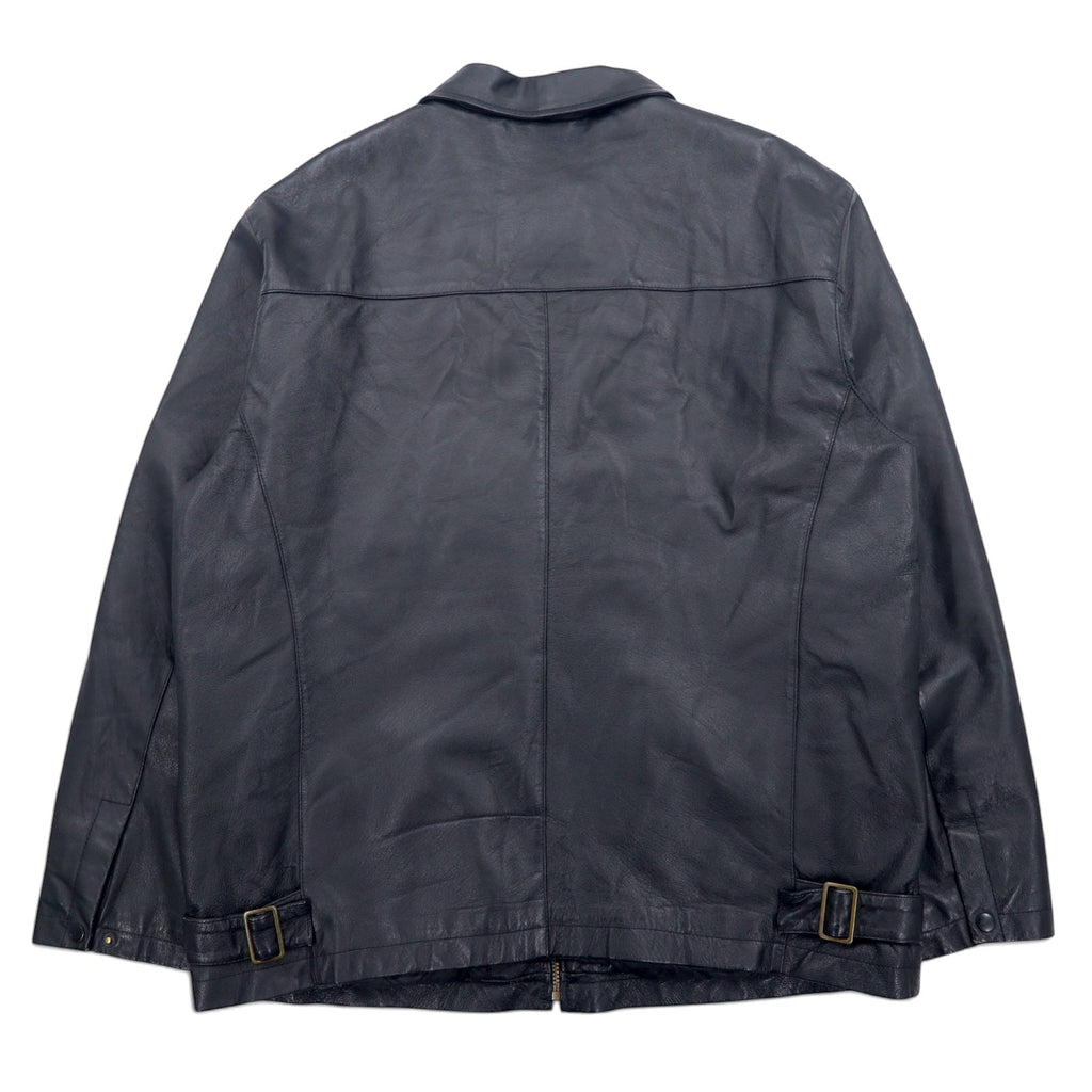 Giacca in pelle con zip RETREAT anni '90, taglia XL, colore nero
