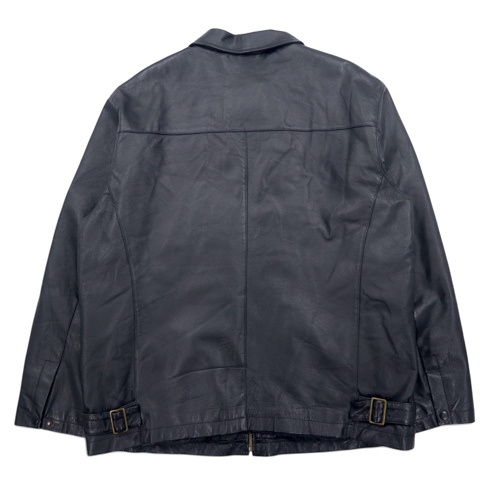 Giacca in pelle con zip RETREAT anni '90, taglia XL, colore nero