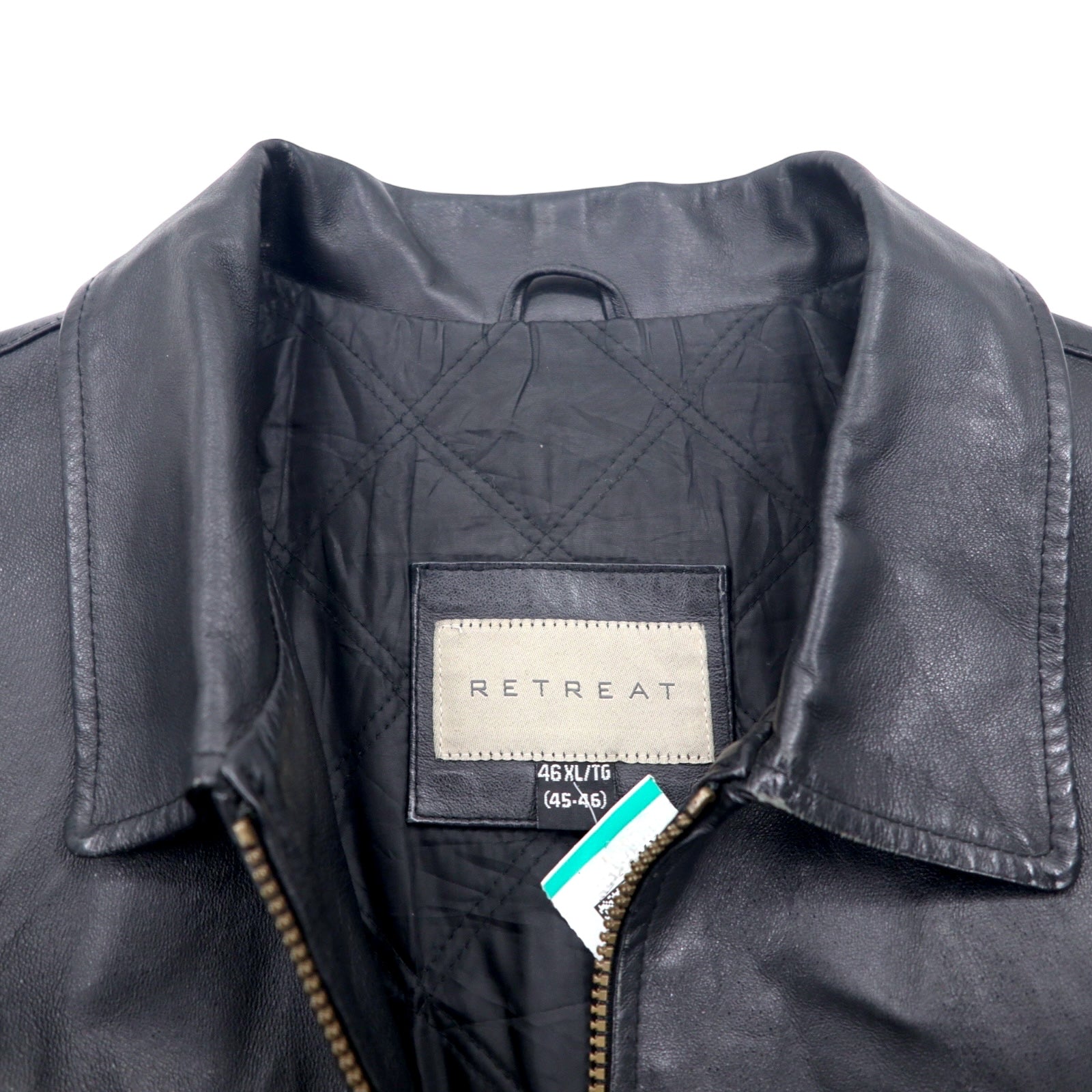 Giacca in pelle con zip RETREAT anni '90, taglia XL, colore nero