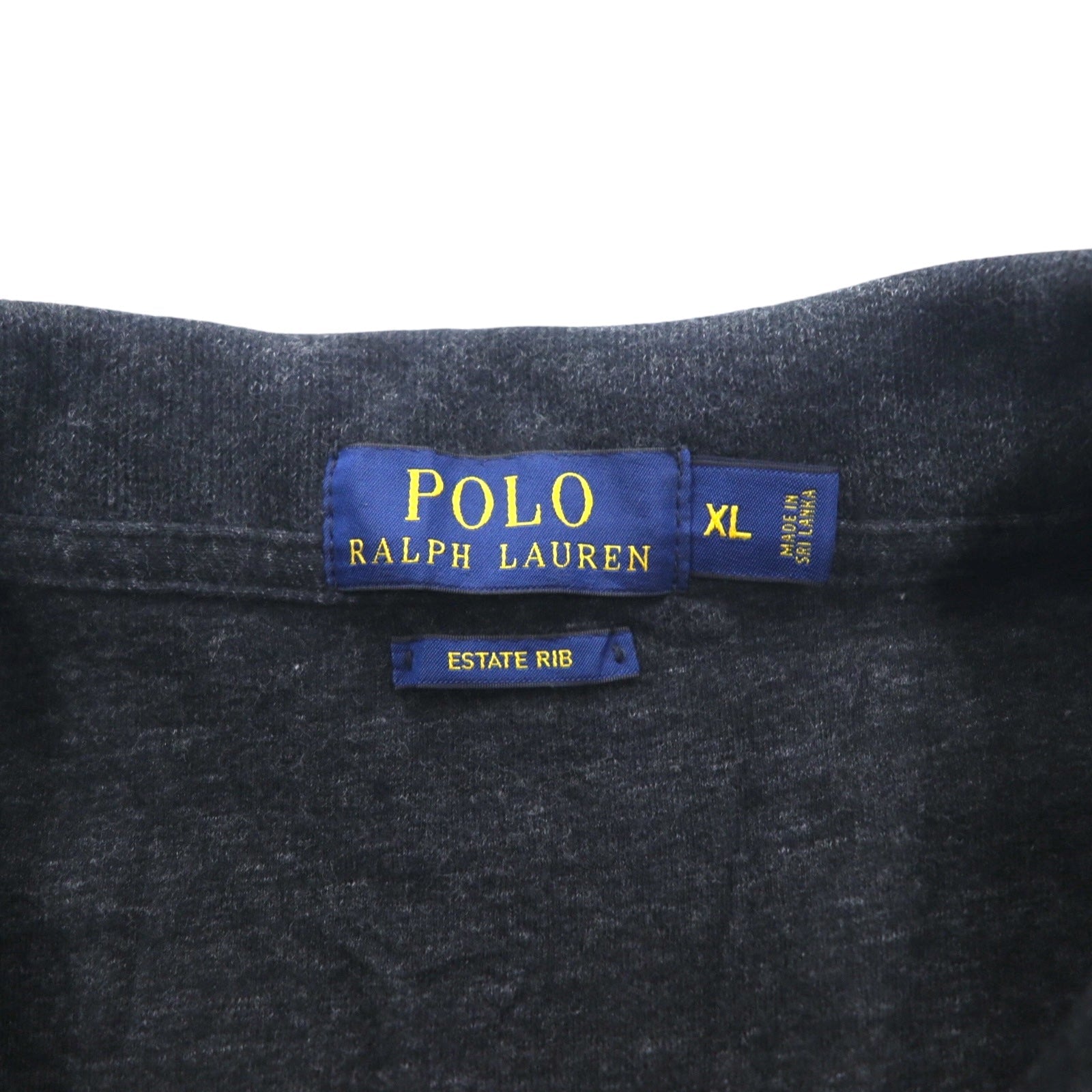 POLO RALPH LAUREN felpa in maglia a coste con mezza zip XL grigio ESTATE RIB ricamo piccolo pony