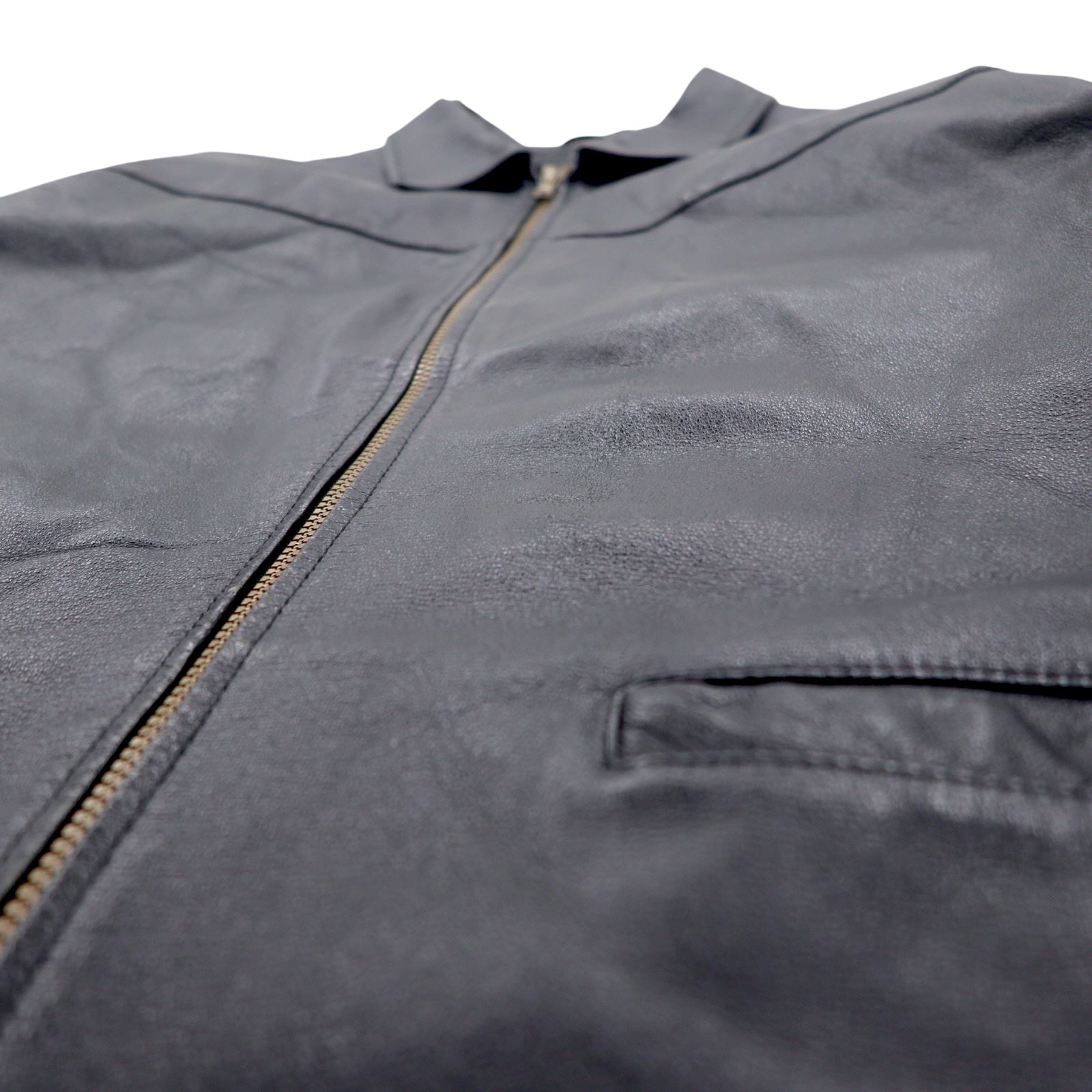 Giacca in pelle con zip RETREAT anni '90, taglia XL, colore nero