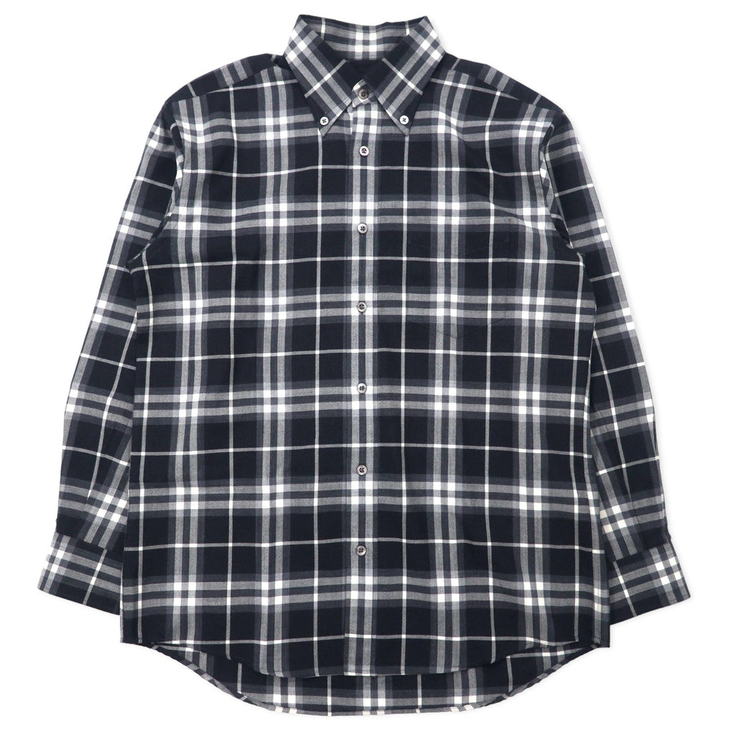 BURBERRY ノバチェック ボタンダウンシャツ L ブラック ラムウール SUPER 100's 日本製