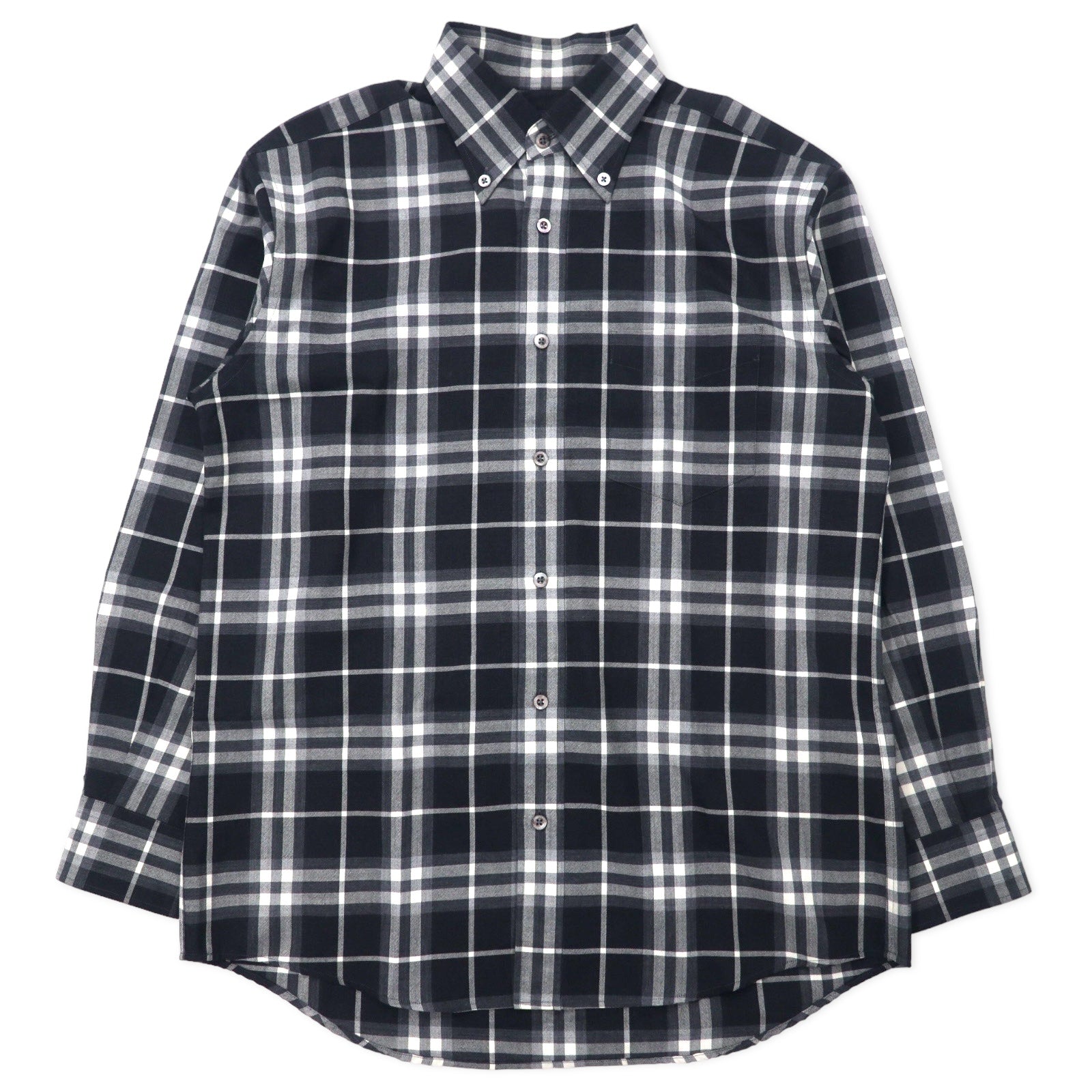 BURBERRY ノバチェック ボタンダウンシャツ L ブラック ラムウール SUPER 100's 日本製