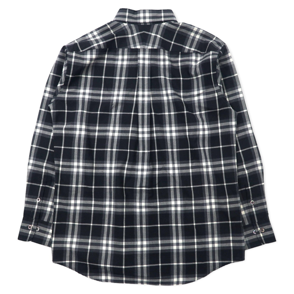 BURBERRY ノバチェック ボタンダウンシャツ L ブラック ラムウール SUPER 100's 日本製