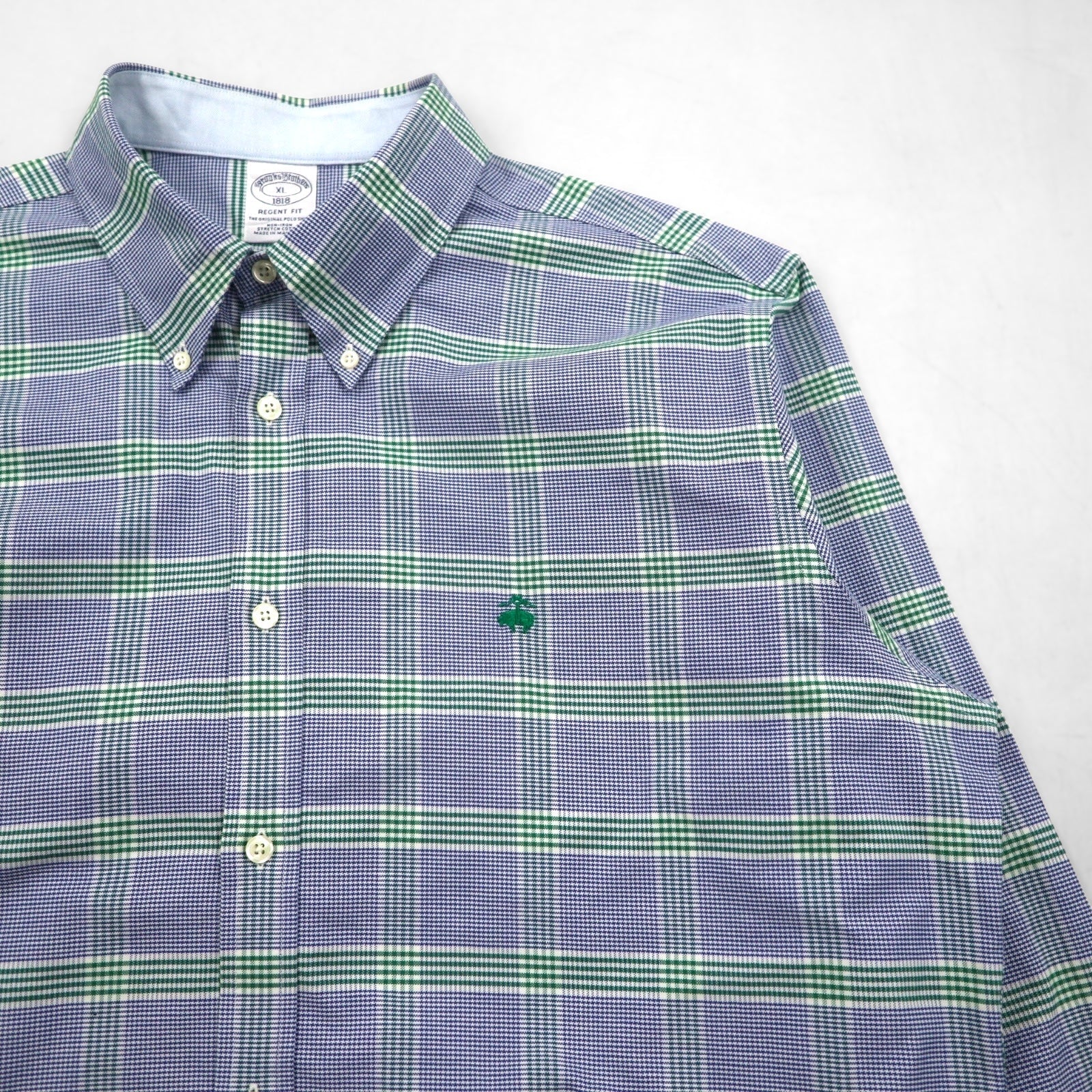 Brooks Brothers Camicia button-down Oxford REGENT FIT XL Cotone a quadri blu