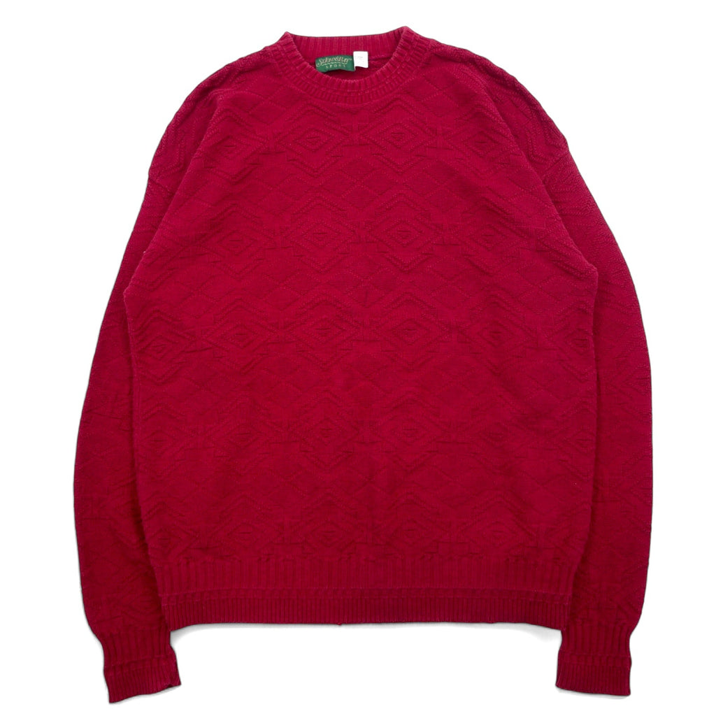 USA 90s ST JOHN'S BAY SPORT Maglione pesante in 3D, taglia XL, rosso, cotone