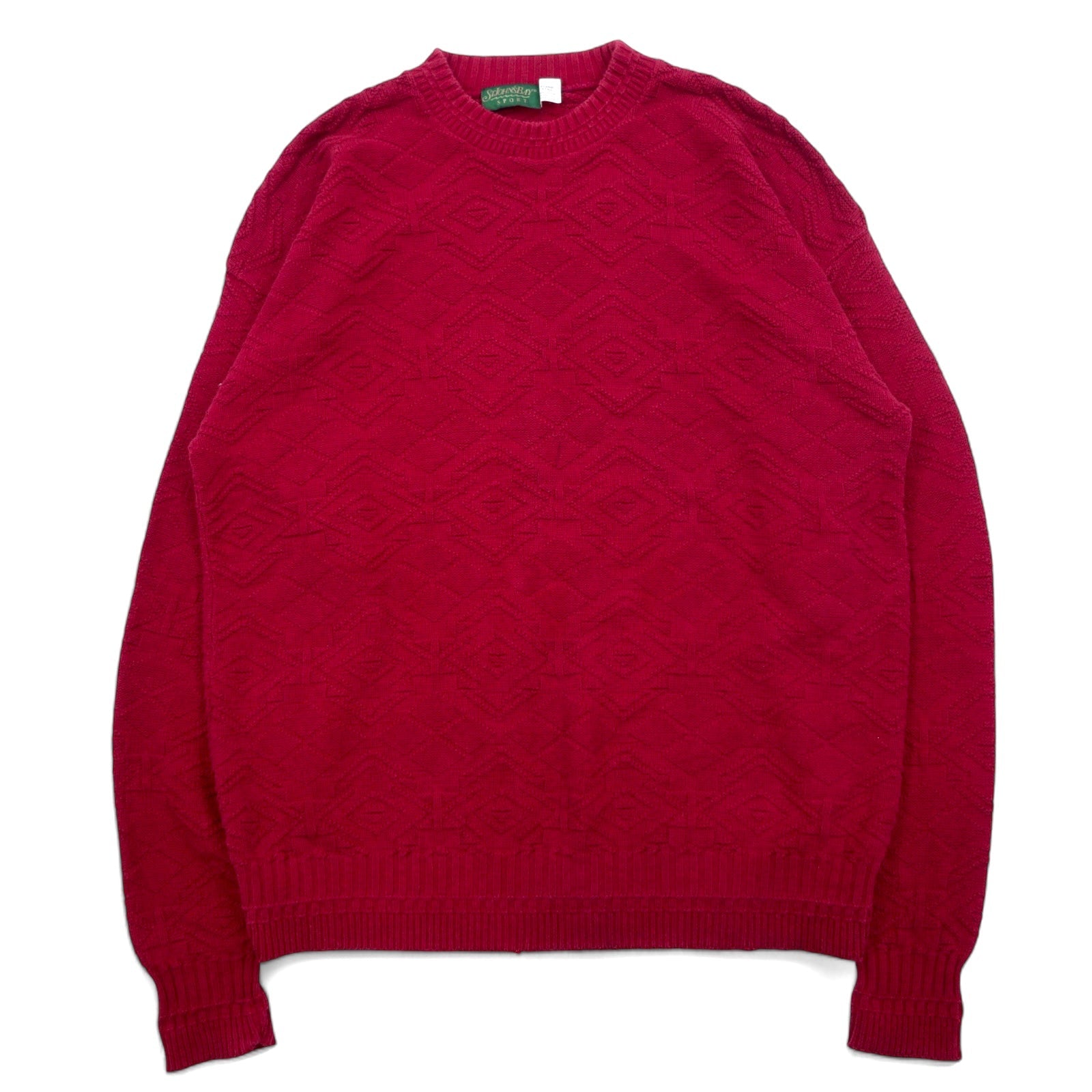 USA 90s ST JOHN'S BAY SPORT Maglione pesante in 3D, taglia XL, rosso, cotone