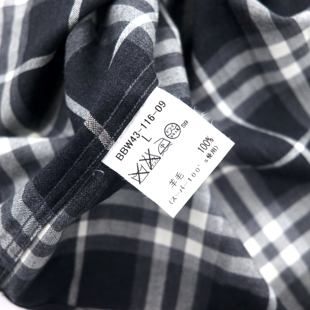 BURBERRY ノバチェック ボタンダウンシャツ L ブラック ラムウール SUPER 100's 日本製