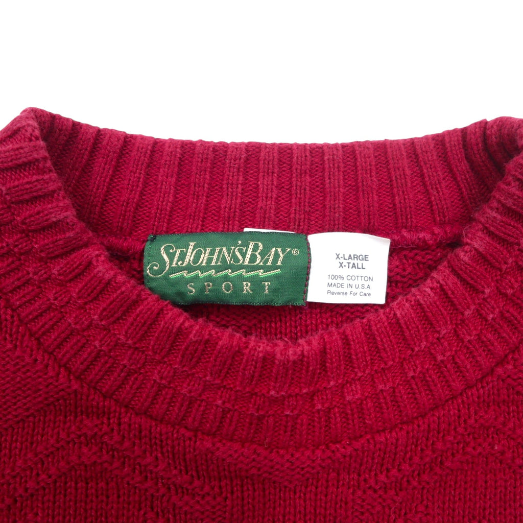 USA 90s ST JOHN'S BAY SPORT Maglione pesante in 3D, taglia XL, rosso, cotone