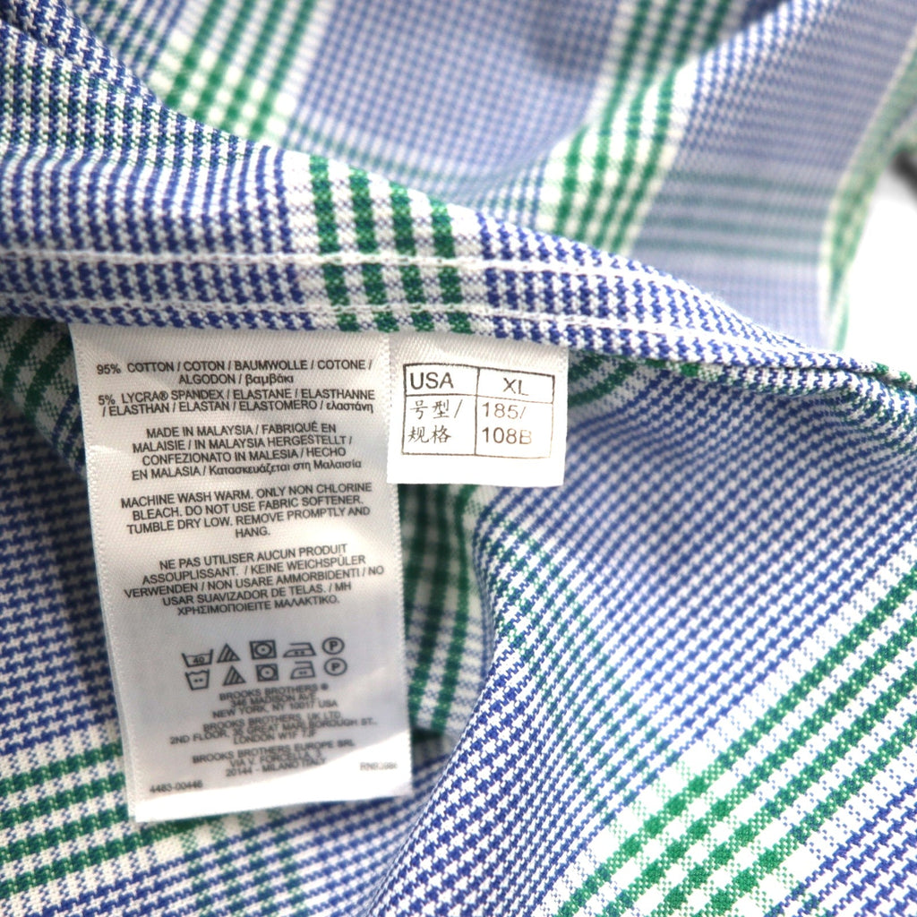 Brooks Brothers Camicia button-down Oxford REGENT FIT XL Cotone a quadri blu