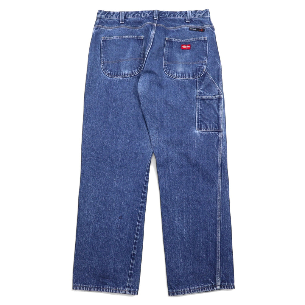 DICKIES FR Pantaloni in denim larghi a gamba larga, antifiamma, stile carpentiere, taglia 40, blu, in cotone, FR Flame Resistant, Made in Mexico