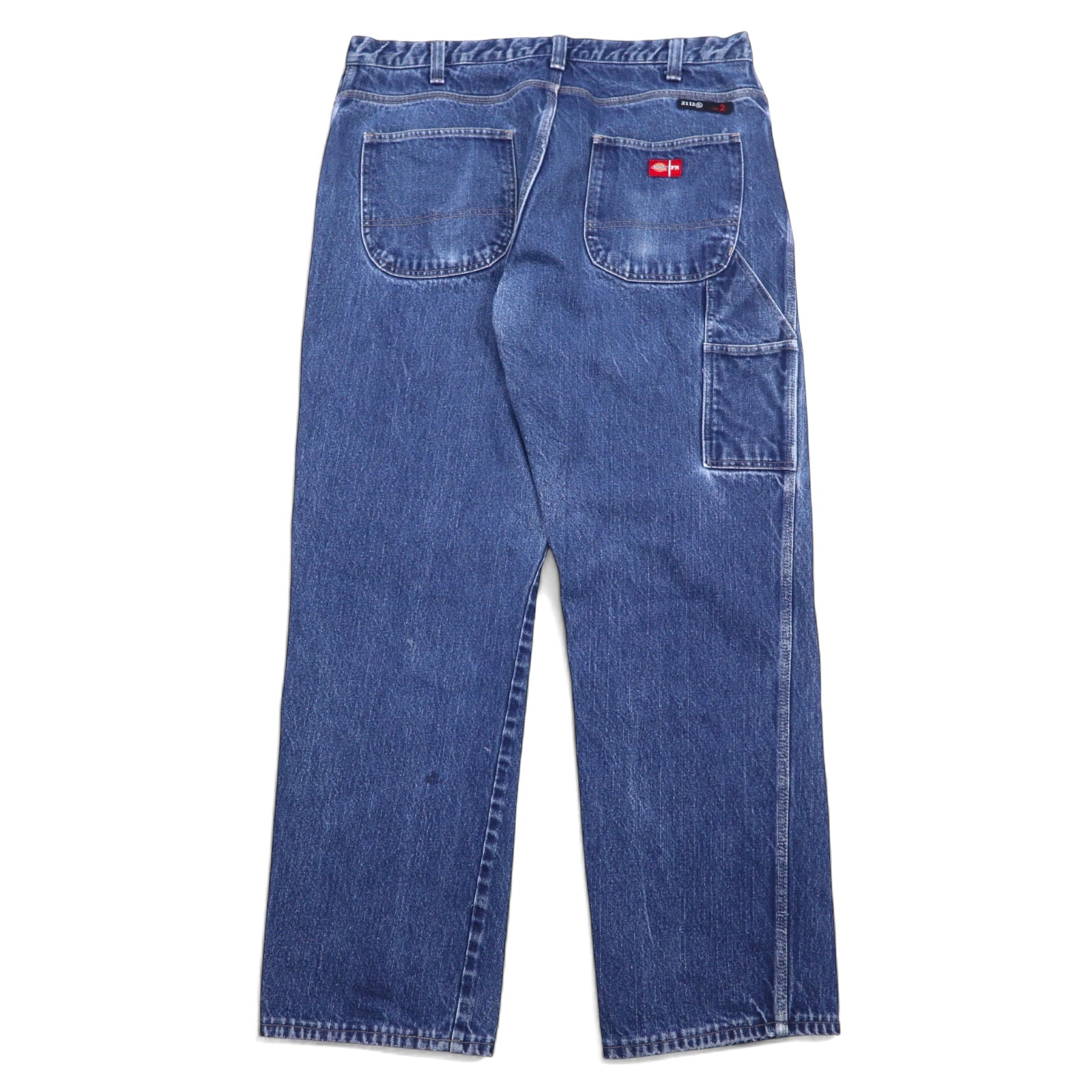 DICKIES FR Pantaloni in denim larghi a gamba larga, antifiamma, stile carpentiere, taglia 40, blu, in cotone, FR Flame Resistant, Made in Mexico