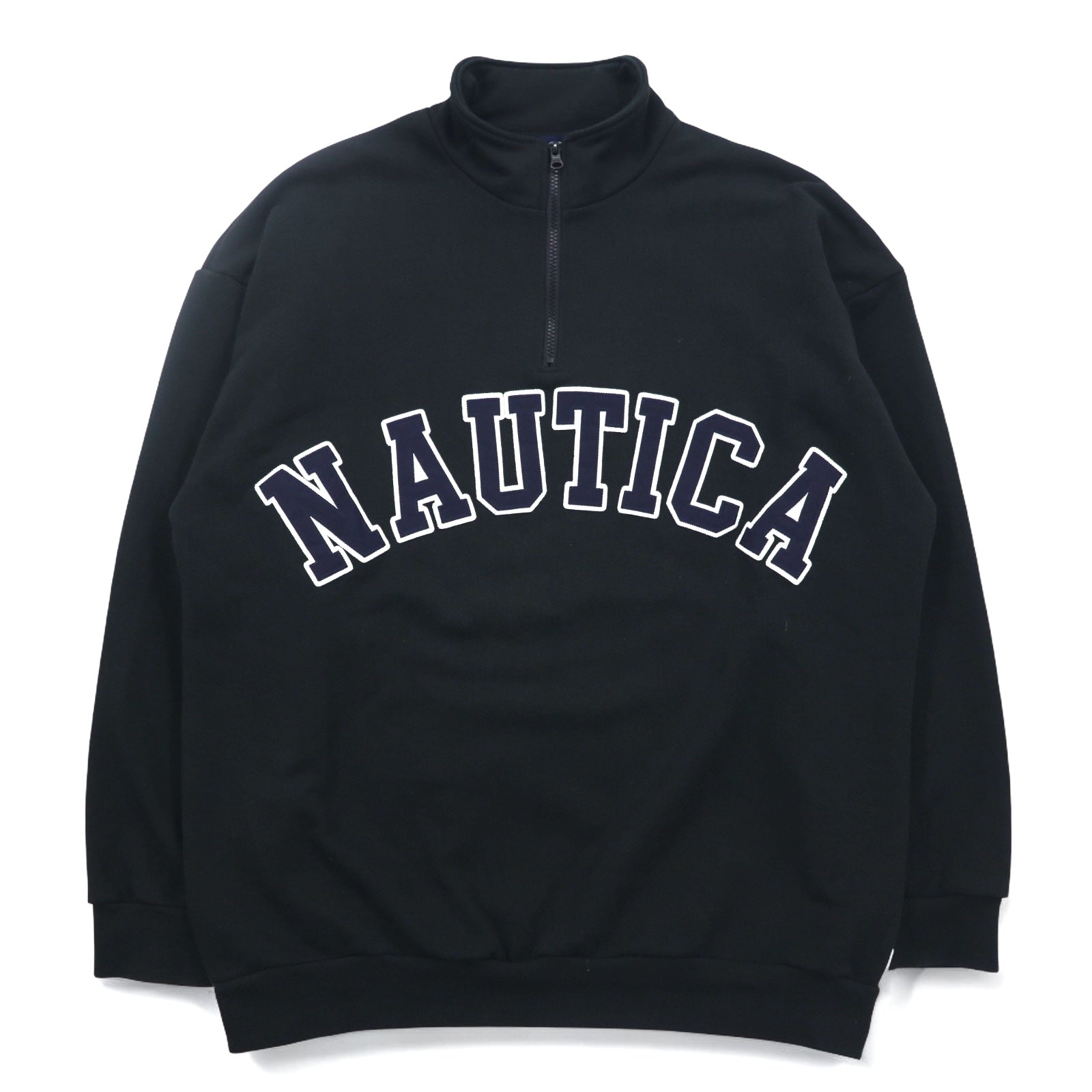 NAUTICA Felpa con mezza zip e logo ad arco XL Nera Heavyweight 233-12107