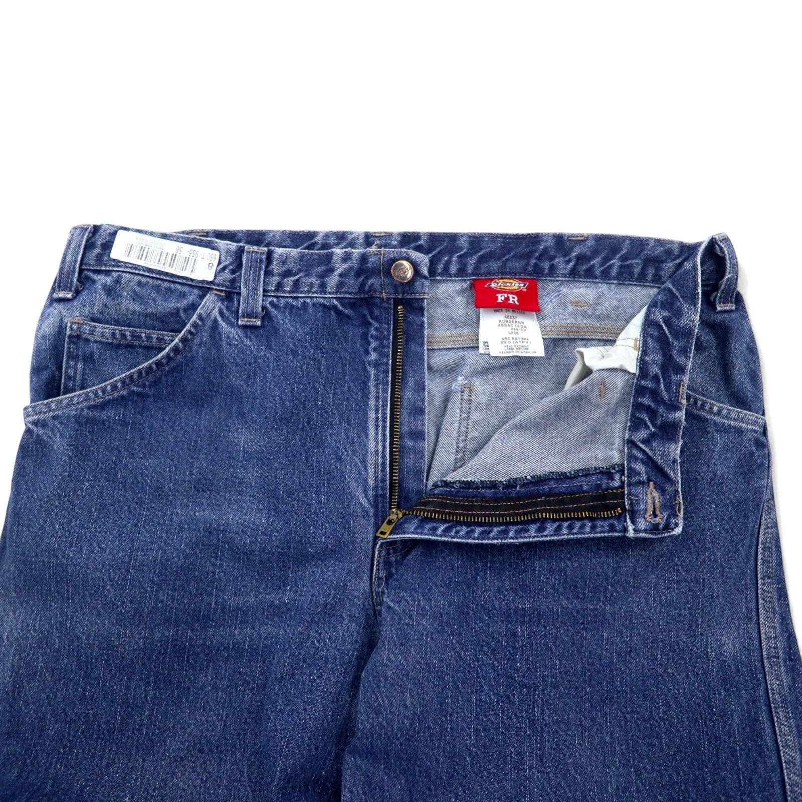 DICKIES FR Pantaloni in denim larghi a gamba larga, antifiamma, stile carpentiere, taglia 40, blu, in cotone, FR Flame Resistant, Made in Mexico