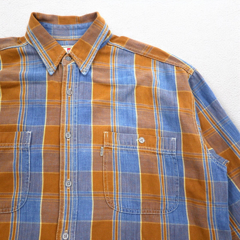 Levi's 90年代 ボタンダウン フランネルシャツ L ブラウン チェック シルバータブ 60507-1282 832M
