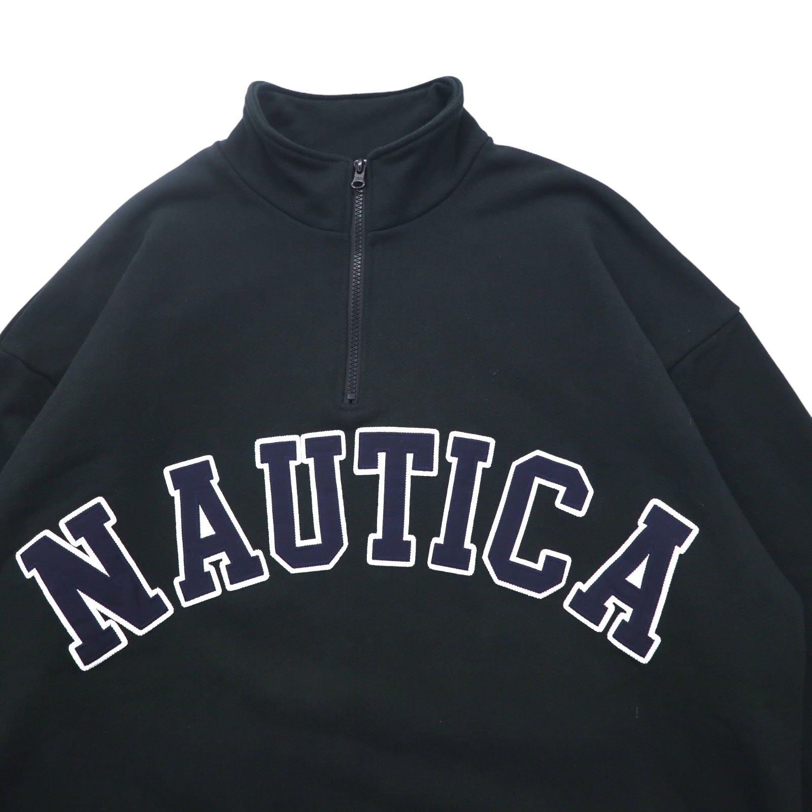 NAUTICA Felpa con mezza zip e logo ad arco XL Nera Heavyweight 233-12107