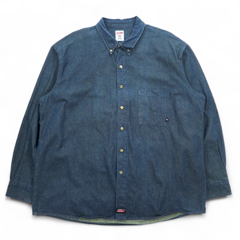 Camicia Dickies in denim button-down 3XL blu indaco scuro taglia grande made in Nicaragua