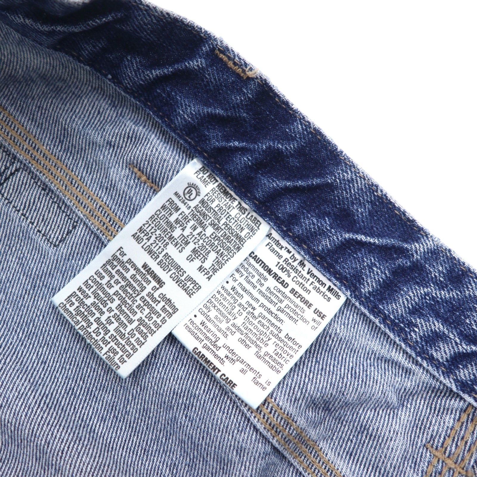 DICKIES FR Pantaloni in denim larghi a gamba larga, antifiamma, stile carpentiere, taglia 40, blu, in cotone, FR Flame Resistant, Made in Mexico