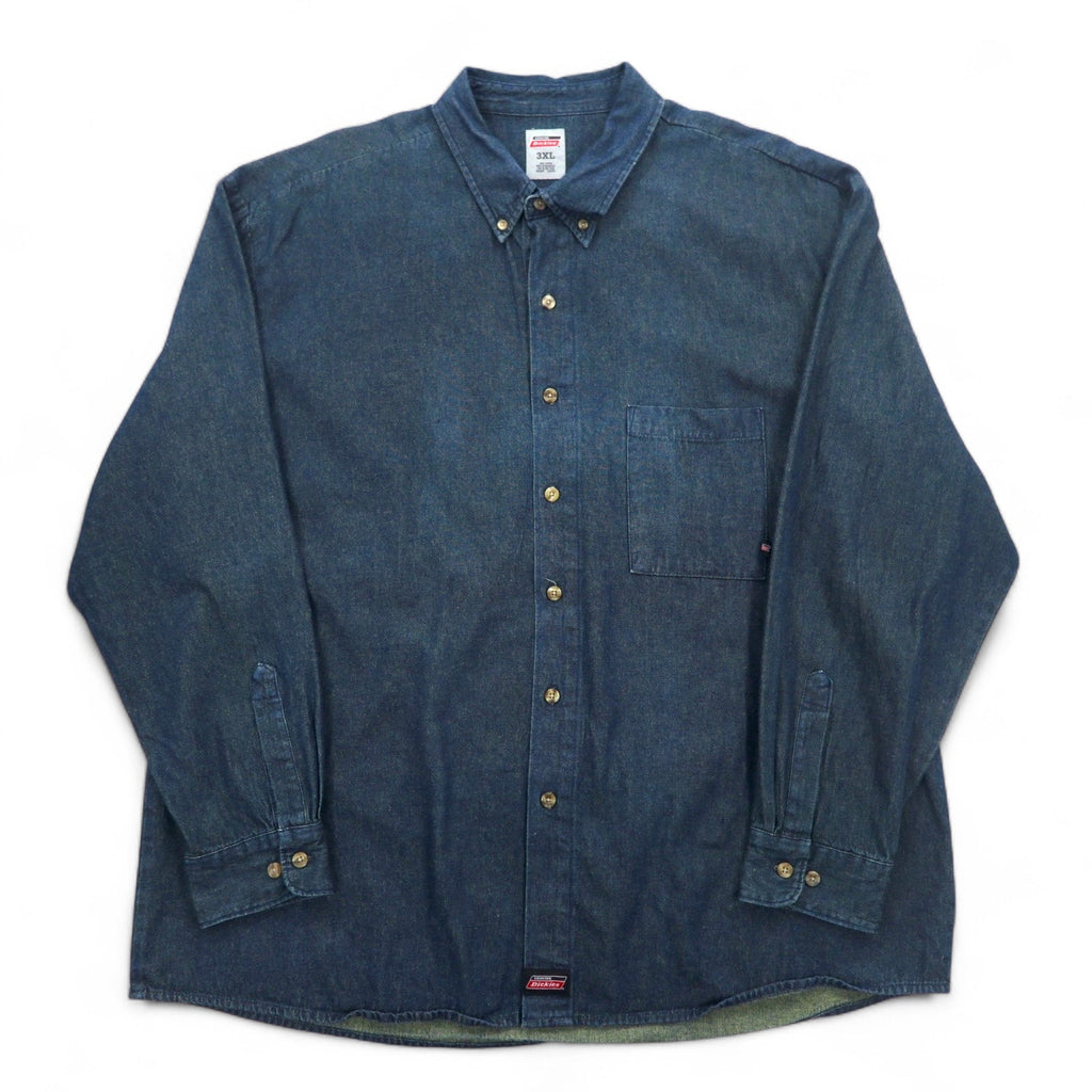 Camicia Dickies in denim button-down 3XL blu indaco scuro taglia grande made in Nicaragua