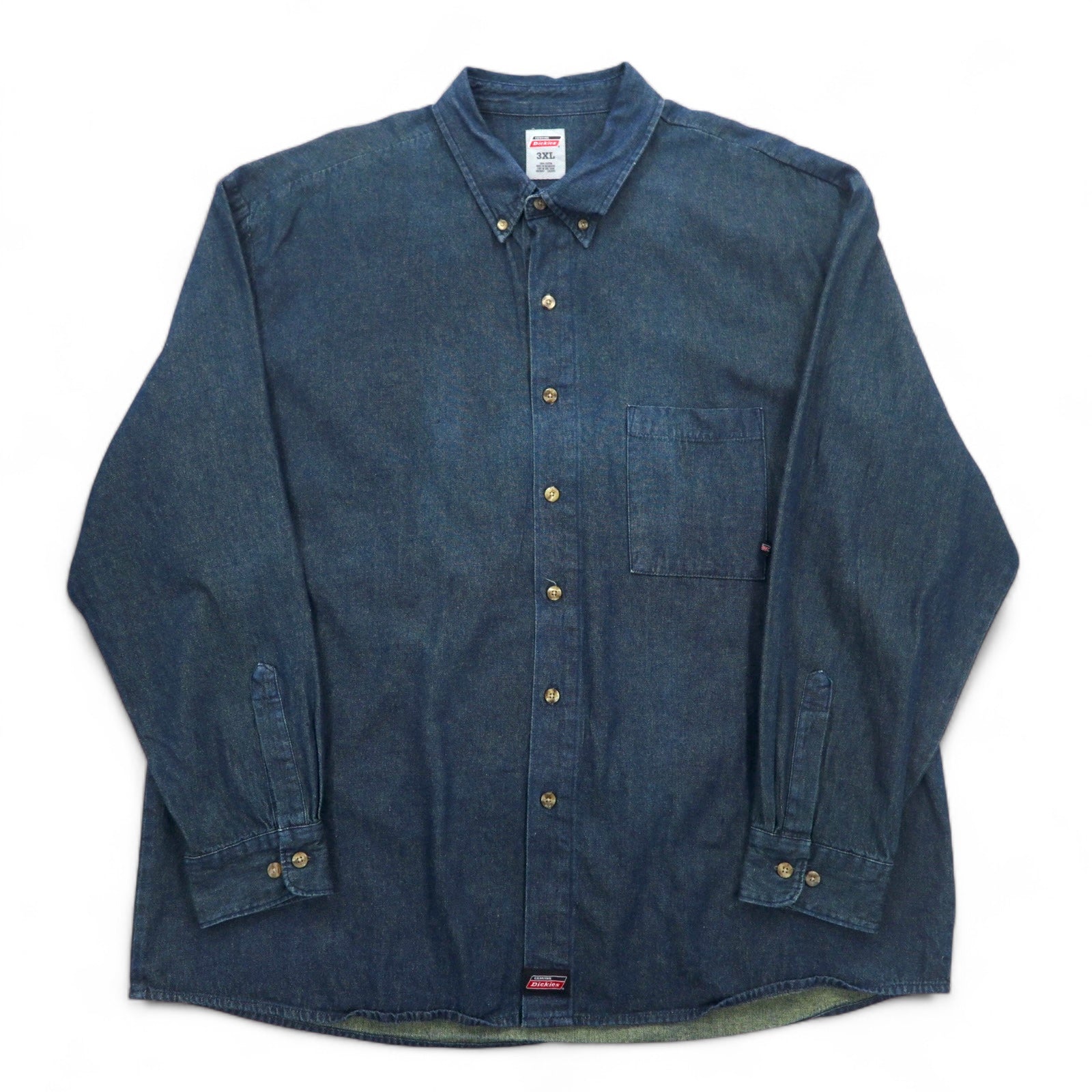 Camicia Dickies in denim button-down 3XL blu indaco scuro taglia grande made in Nicaragua