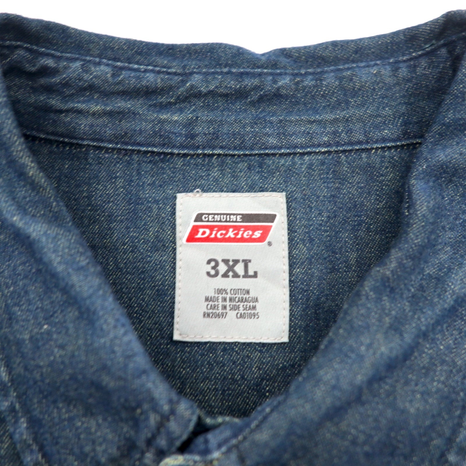 Camicia Dickies in denim button-down 3XL blu indaco scuro taglia grande made in Nicaragua
