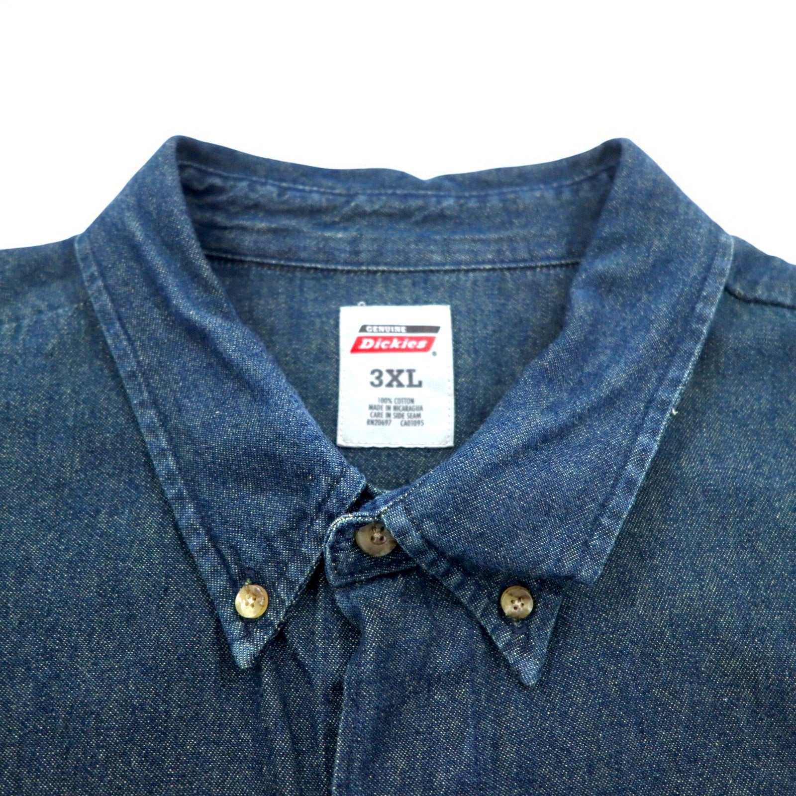 Camicia Dickies in denim button-down 3XL blu indaco scuro taglia grande made in Nicaragua