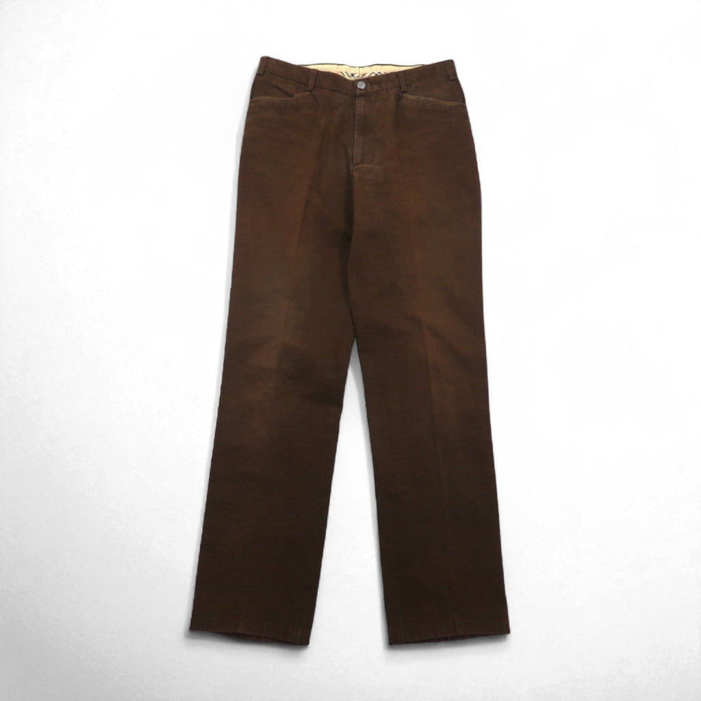 BURBERRY × DAVIDE CENCI Pantaloni Chino Dritti con Pieghe Centrali M Marrone Cotone