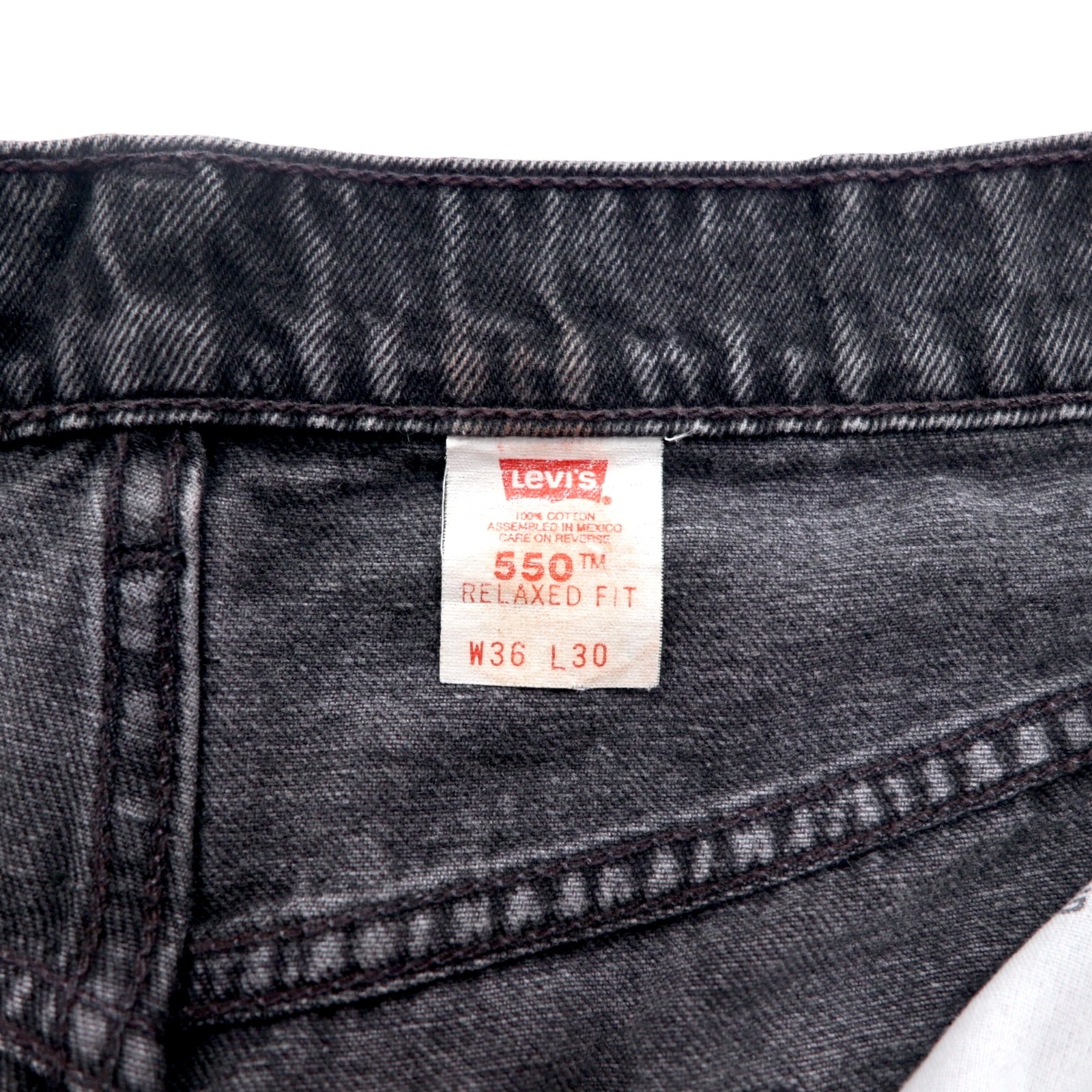 Levi's anni '90 550 Baggy Tapered Jeans Neri L Cotone RELAXED FIT 550-0260 Fatti in Messico