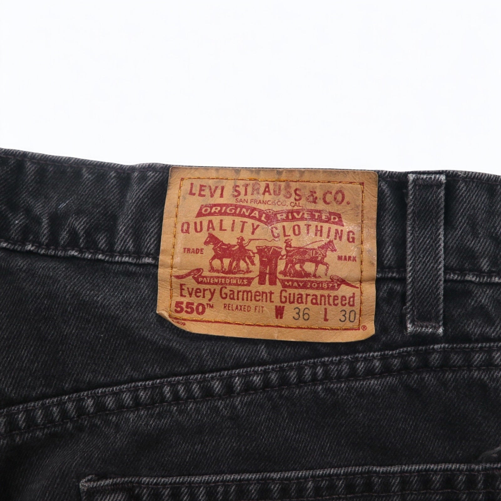 Levi's anni '90 550 Baggy Tapered Jeans Neri L Cotone RELAXED FIT 550-0260 Fatti in Messico