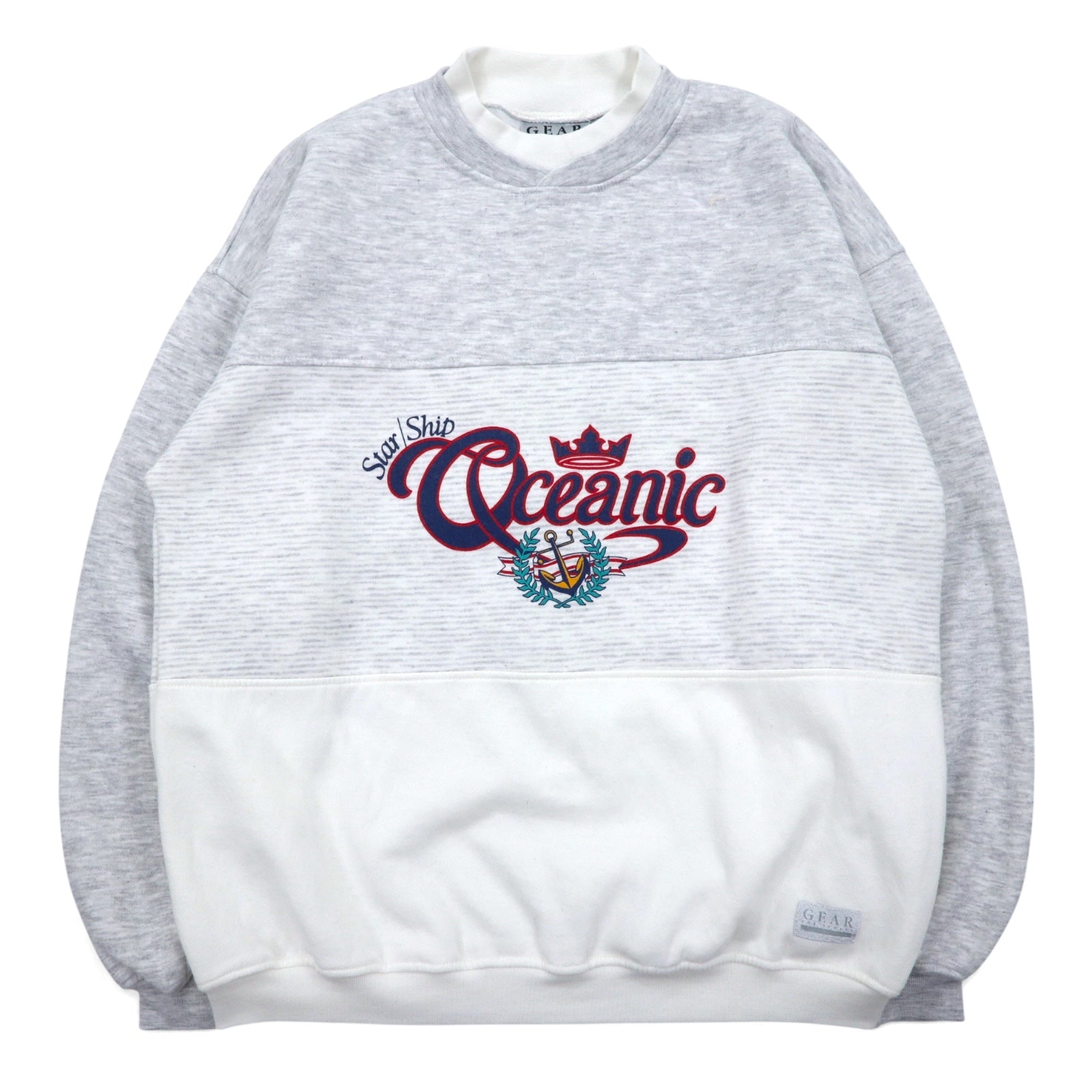 Anni '90 GEAR FOR SPORTS Felpa stampata L Grigio Cotone Poliestere Felpato STAR SHIP OCEANIC