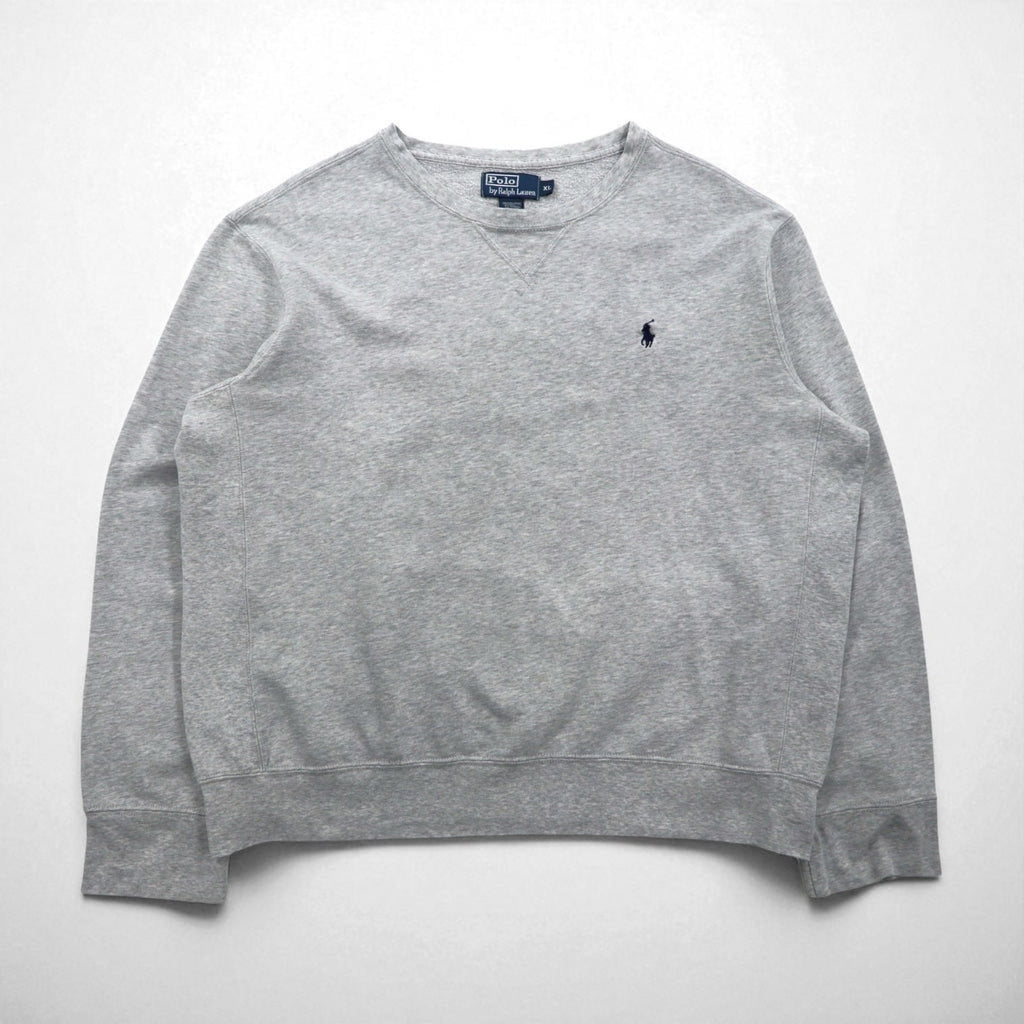 Polo by Ralph Lauren Felpa girocollo anni '90 XL grigio tinta unita ricamo piccolo pony