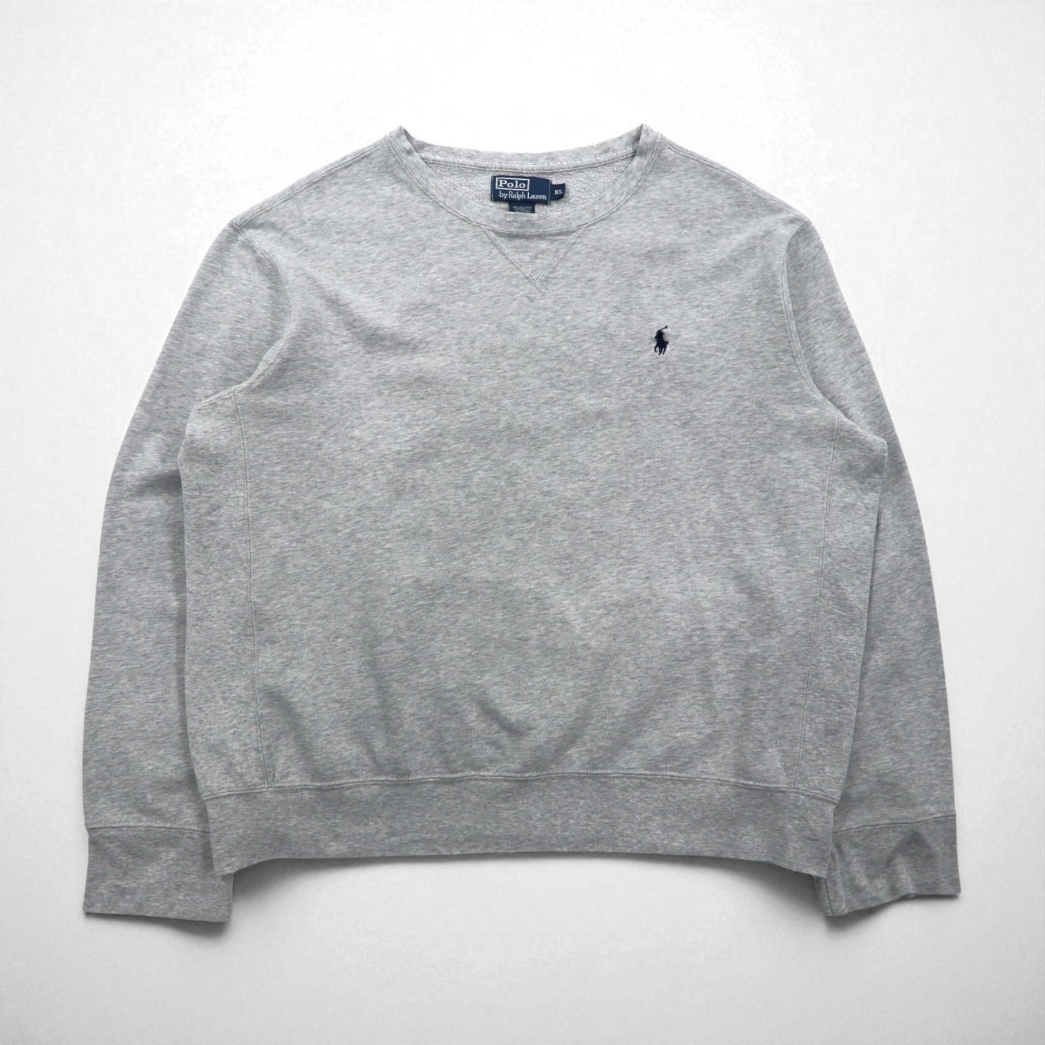 Polo by Ralph Lauren Felpa girocollo anni '90 XL grigio tinta unita ricamo piccolo pony