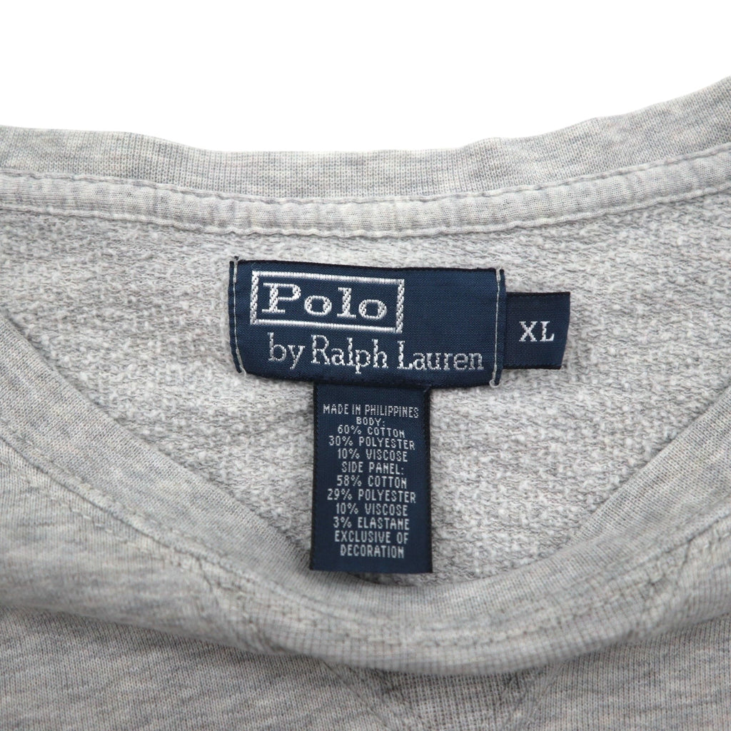 Polo by Ralph Lauren Felpa girocollo anni '90 XL grigio tinta unita ricamo piccolo pony