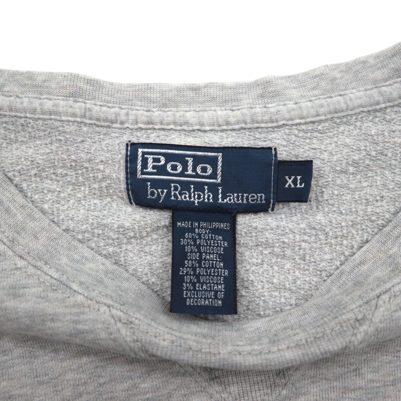 Polo by Ralph Lauren Felpa girocollo anni '90 XL grigio tinta unita ricamo piccolo pony