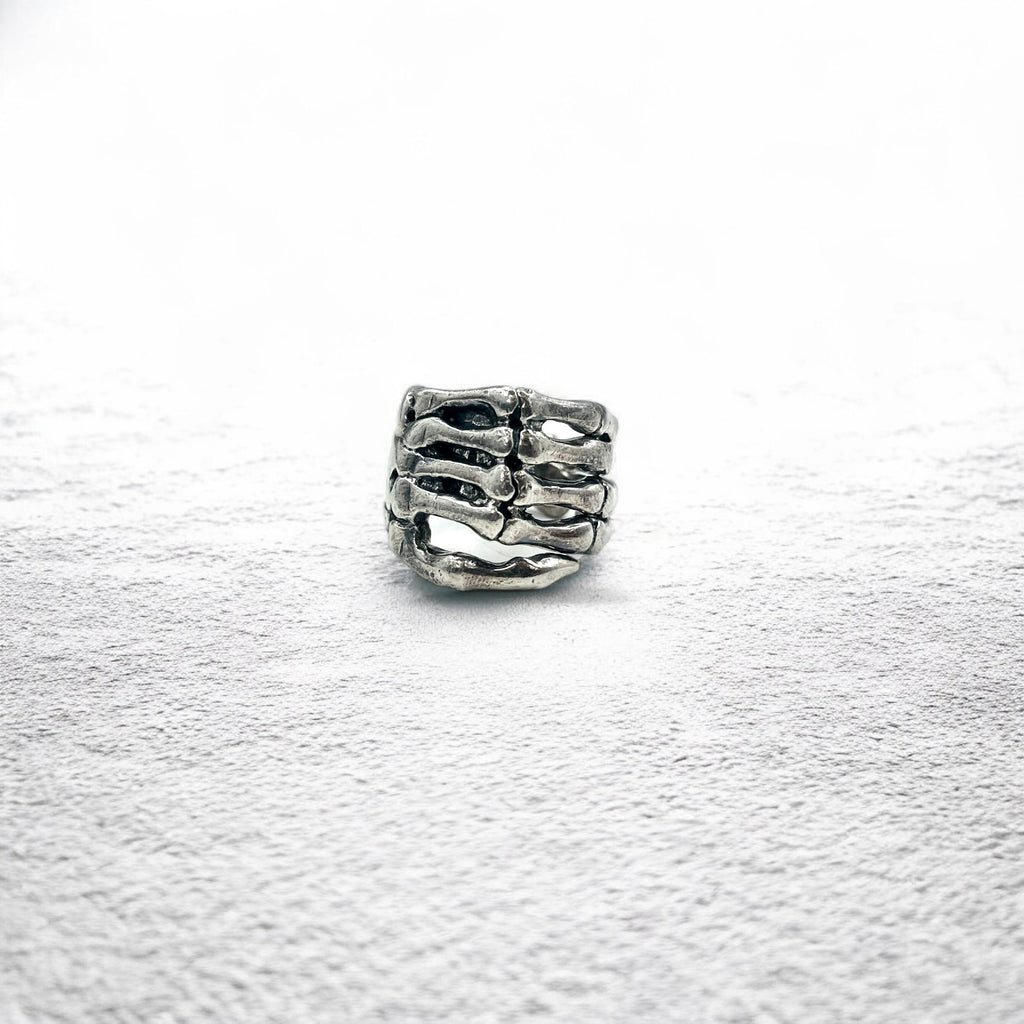 Anello in Argento Vintage a Osso Anello con Mano di Osso Misura 17 Argento 925 Scheletro Gotico Punk Rock