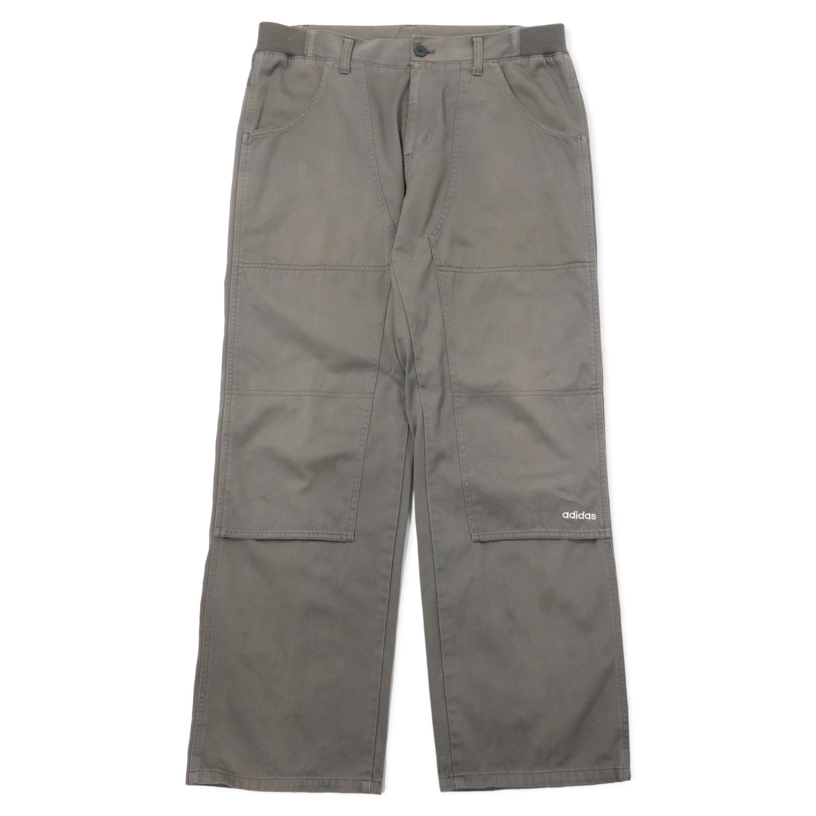 adidas anni '00 Pantaloni da Lavoro in Tela con Doppio Ginocchio, taglia O, Grigio, Cotone, 3 Strisce