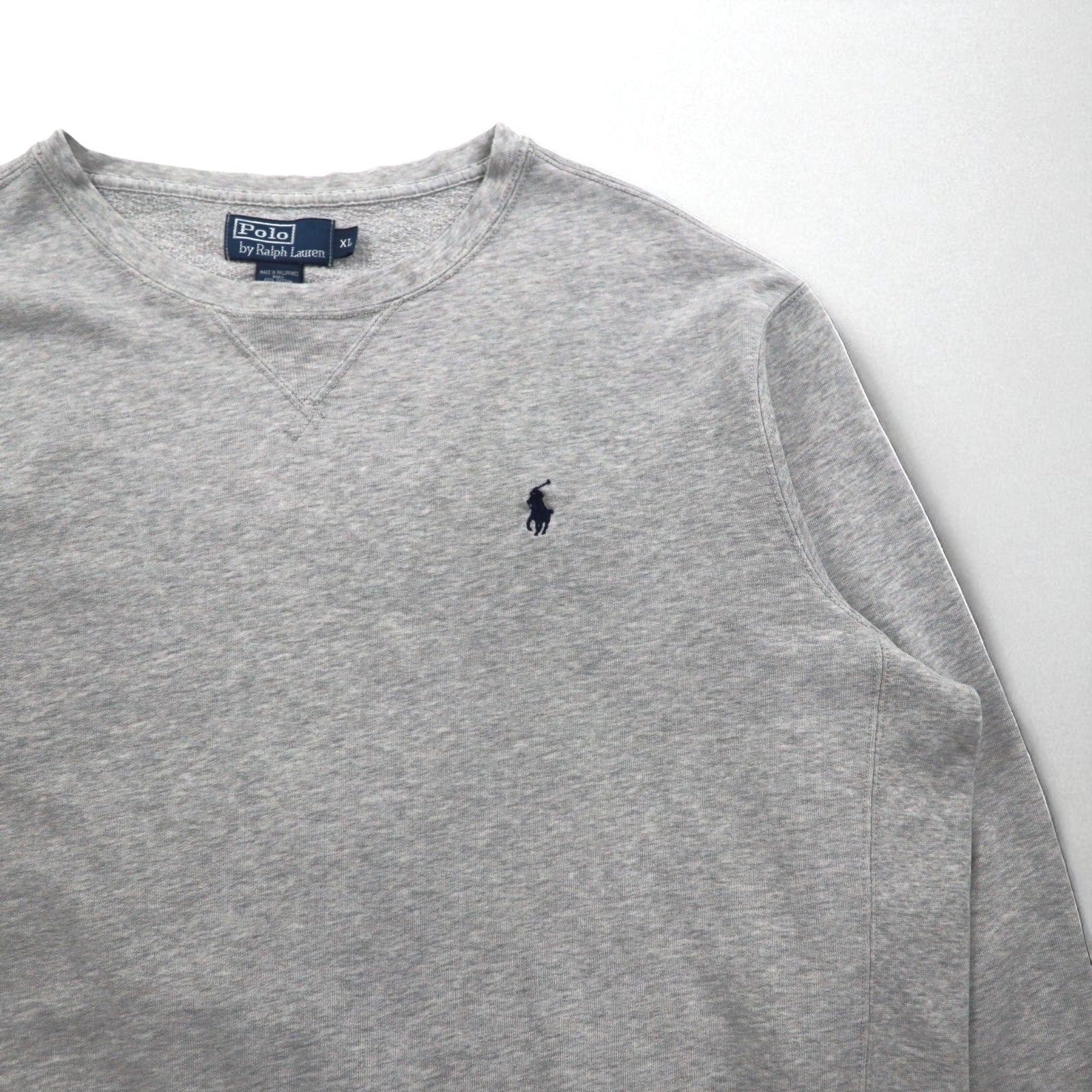 Polo by Ralph Lauren Felpa girocollo anni '90 XL grigio tinta unita ricamo piccolo pony