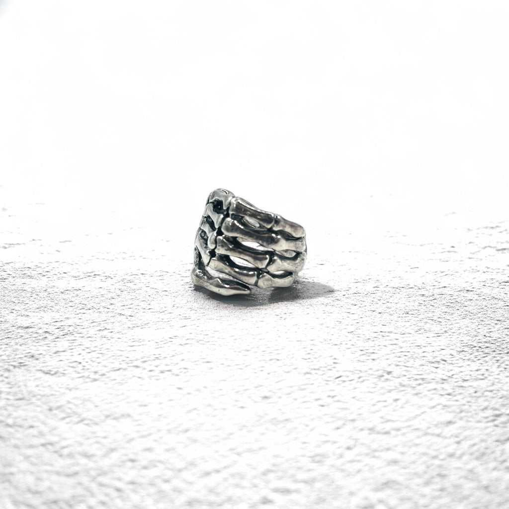 Anello in Argento Vintage a Osso Anello con Mano di Osso Misura 17 Argento 925 Scheletro Gotico Punk Rock